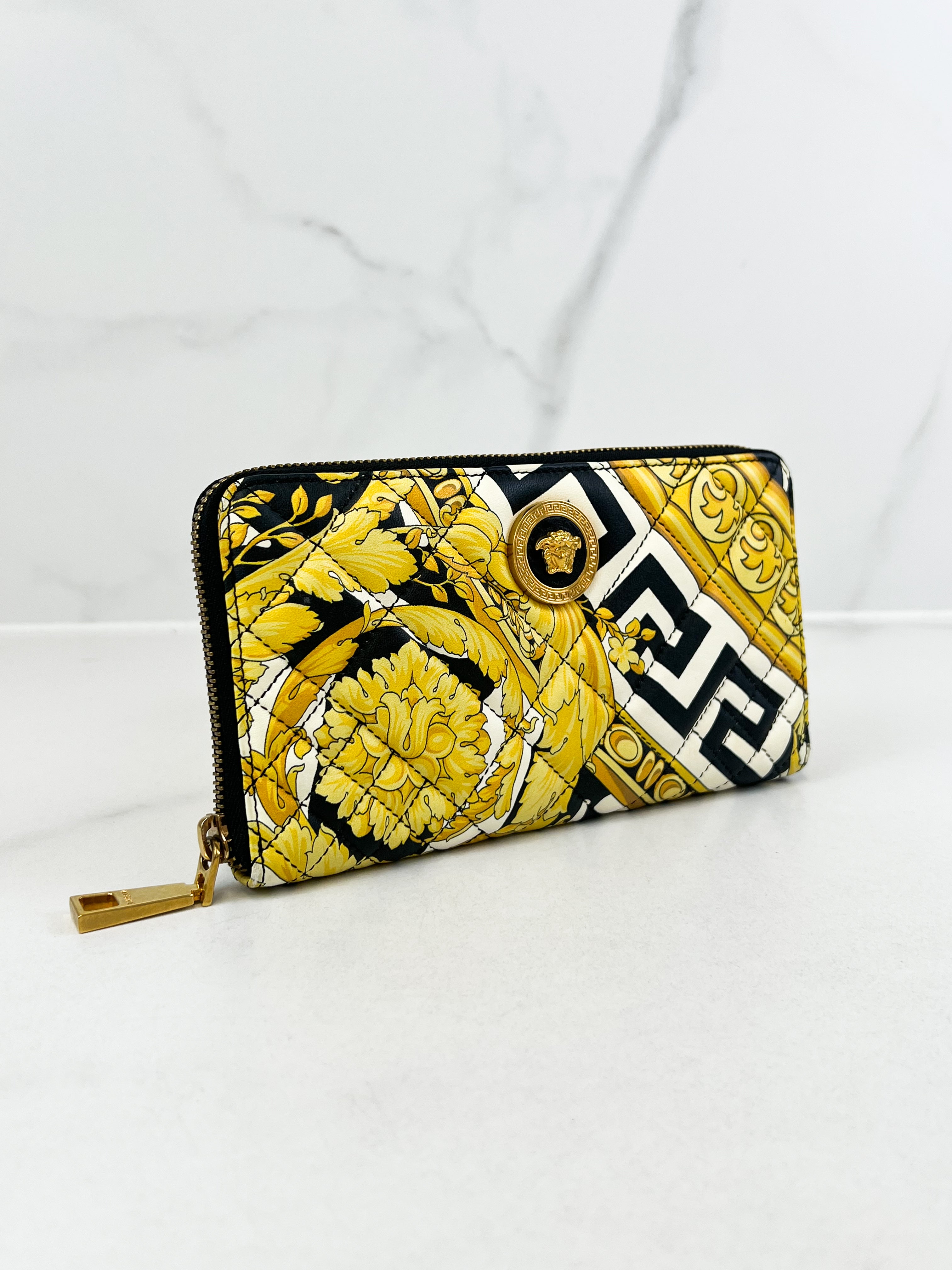 Black & Yellow Leather Tribute Zip Wallet
