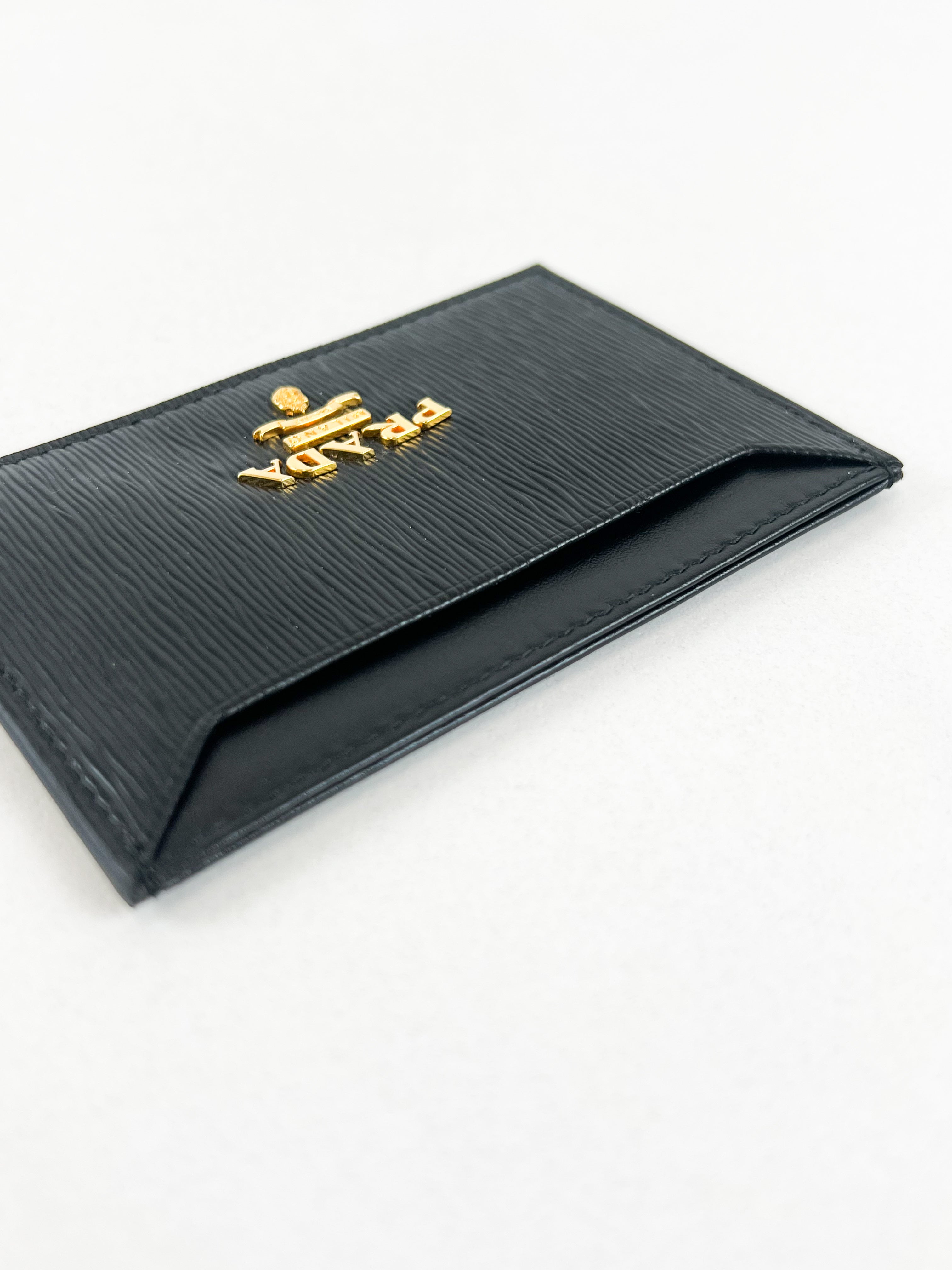 Prada Black Leather Card Wallet