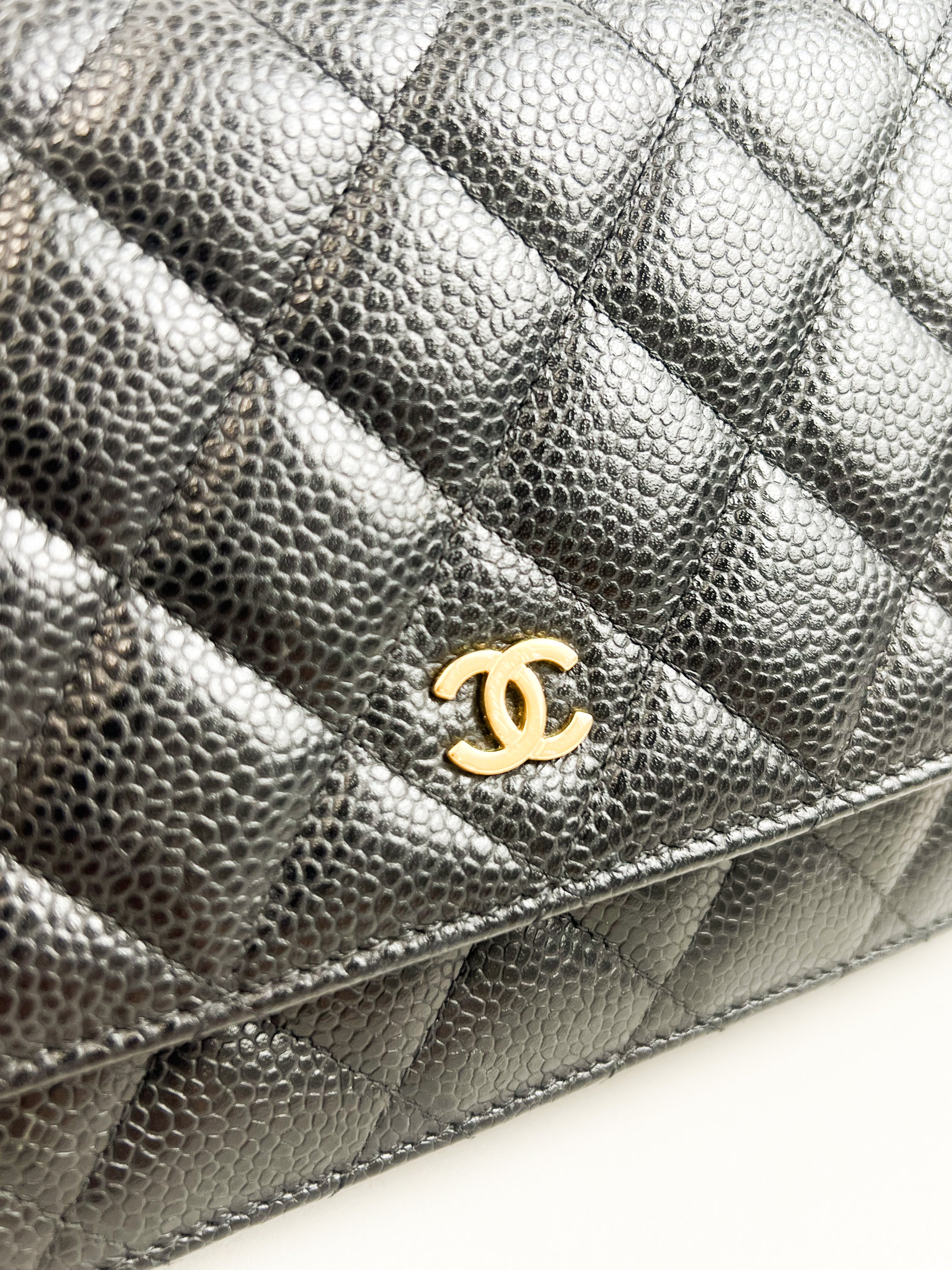 Chanel Black Classic Caviar CC WOC with GHW
