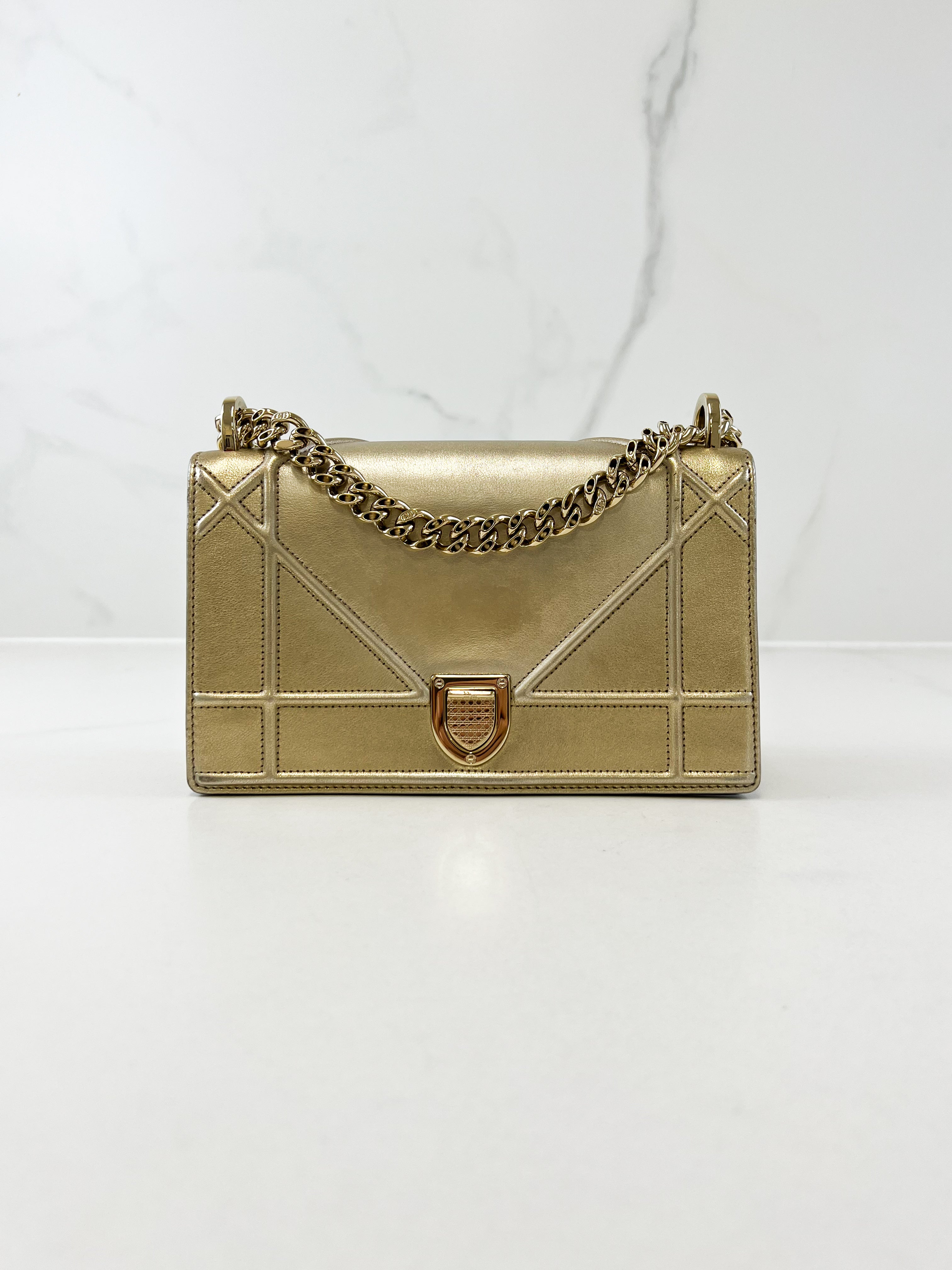 Christian Dior Gold Small Diorama Shoulder Bag GHW