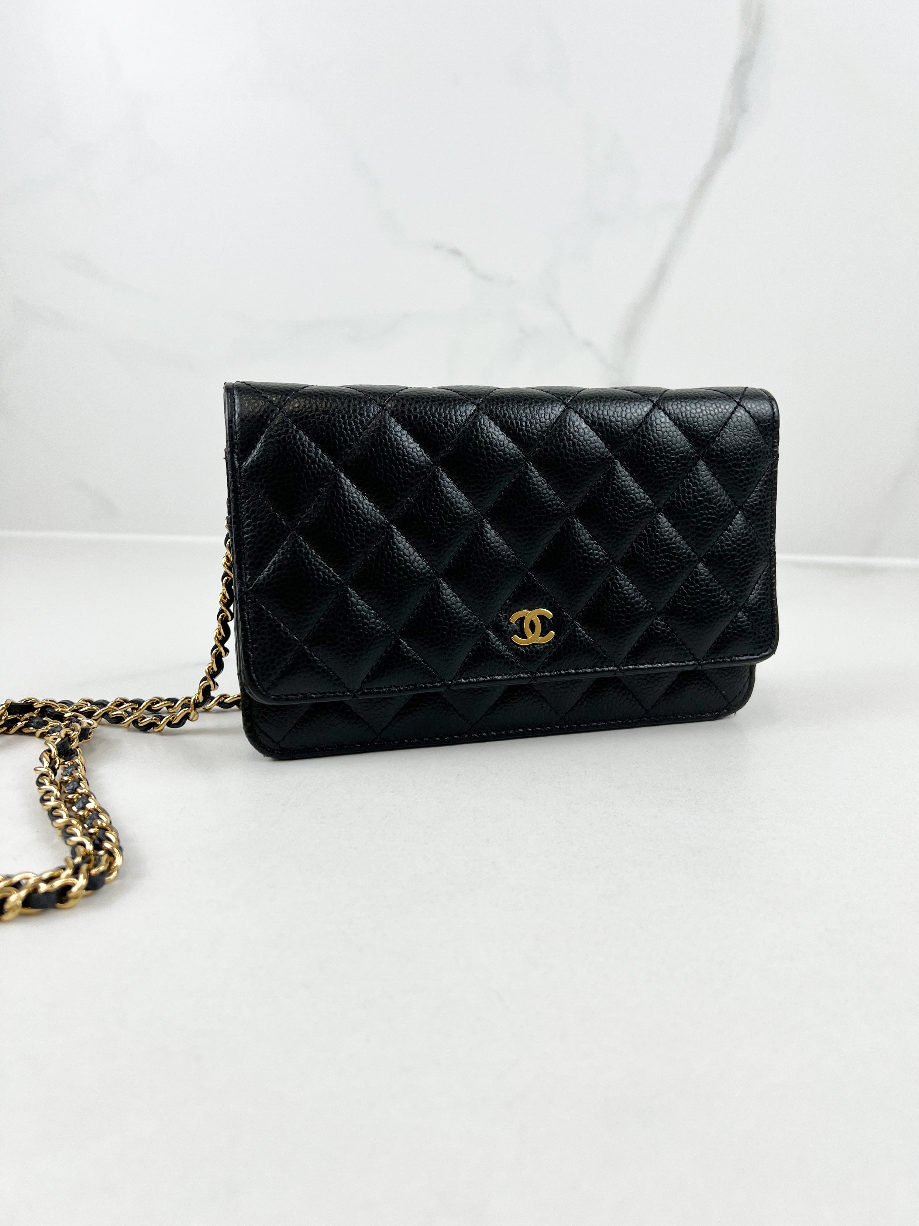 Chanel Black Classic Caviar CC WOC with GHW