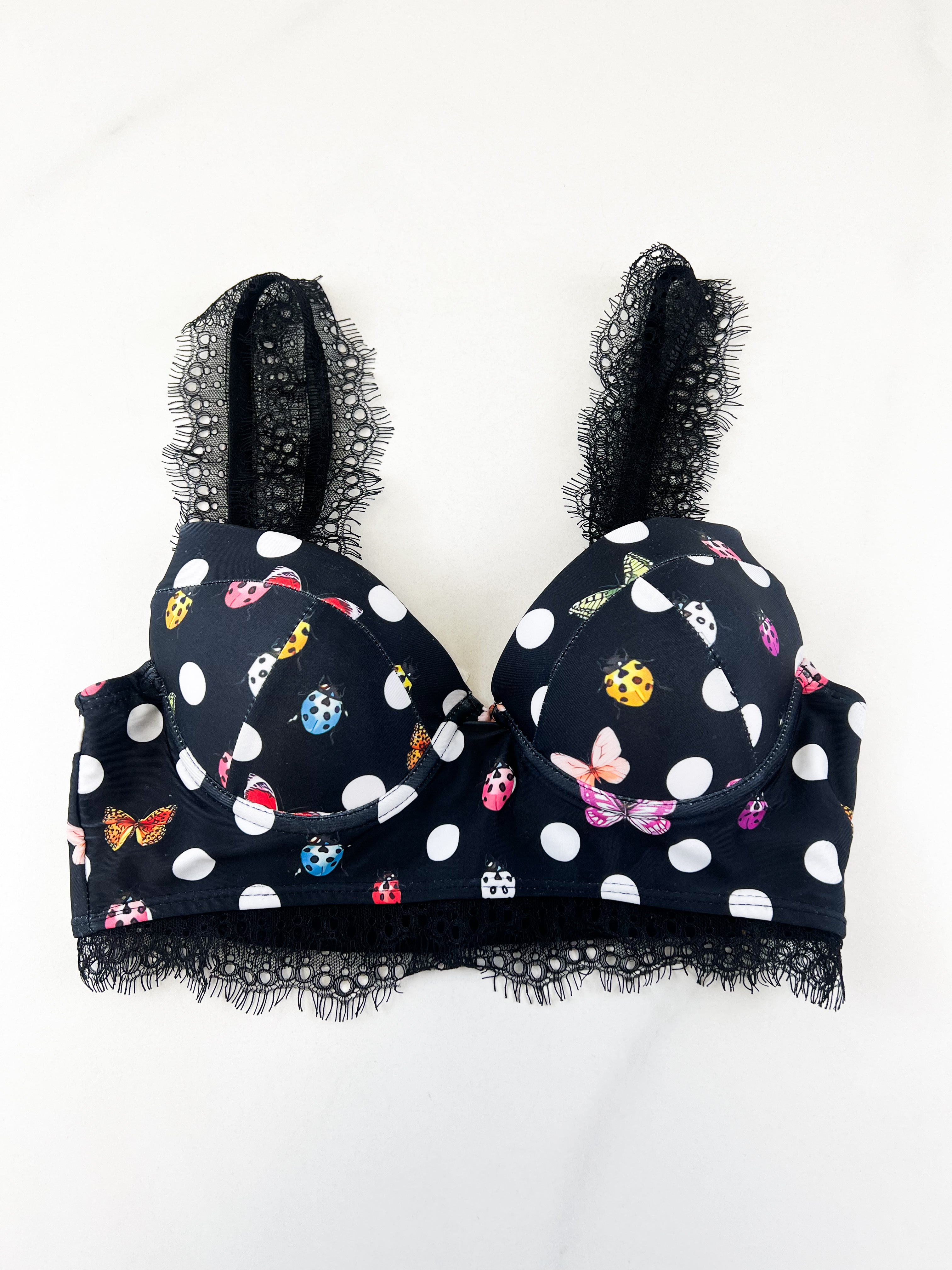 Versace Ladybug Multicolour Polkadot Print Bustier Crop Top & Legging Set