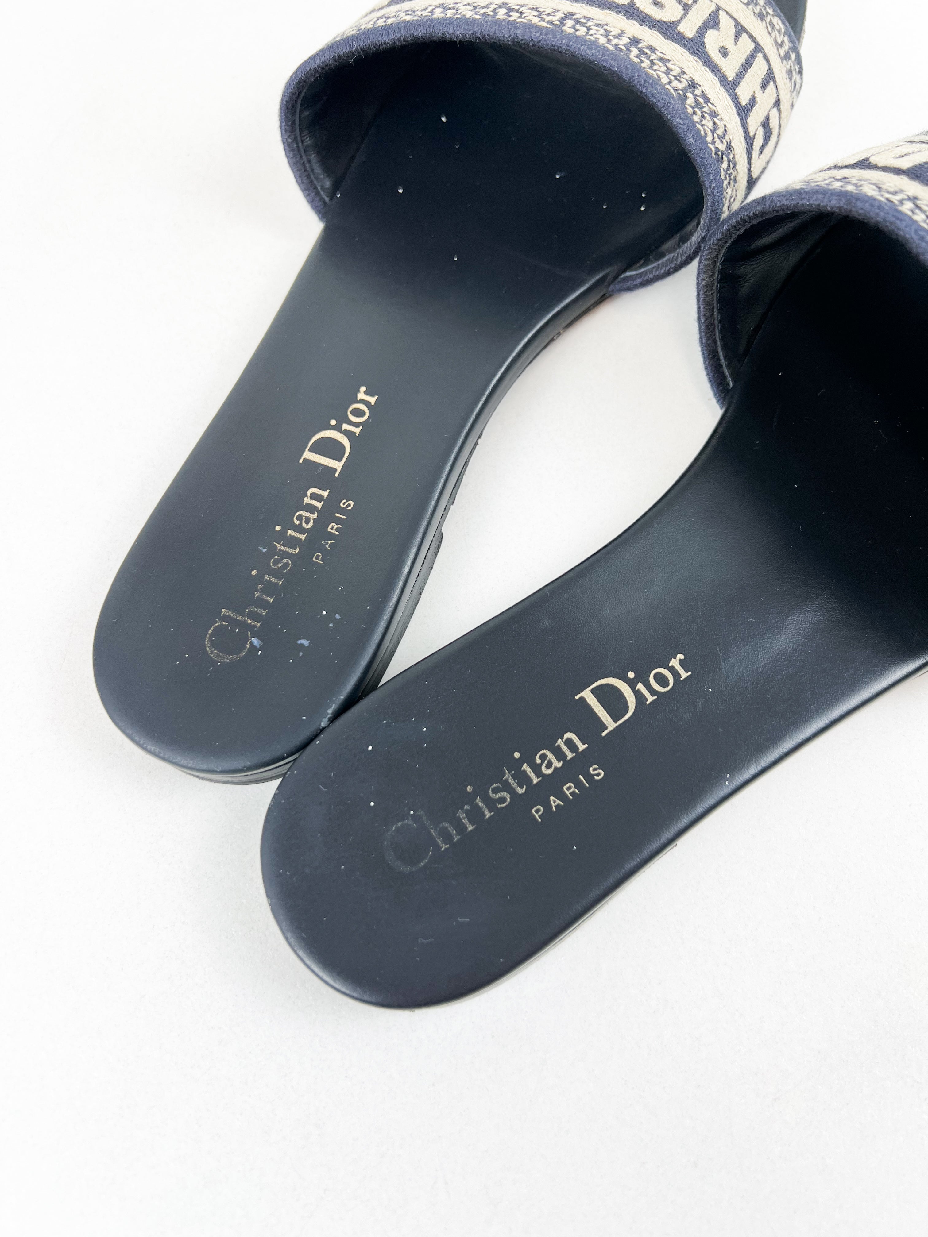 Christian Dior Navy Dway Slides Size 36.5
