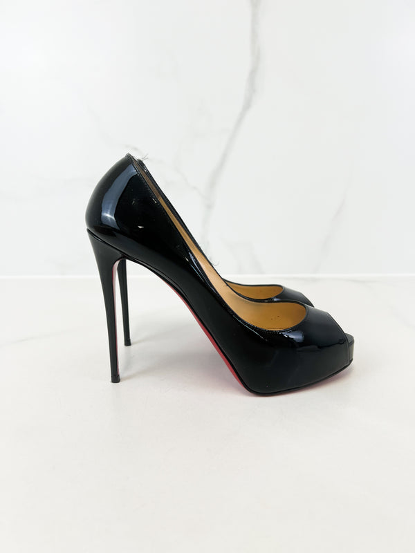 Christian Louboutin Black New Very Prive 120 Patent Size 38