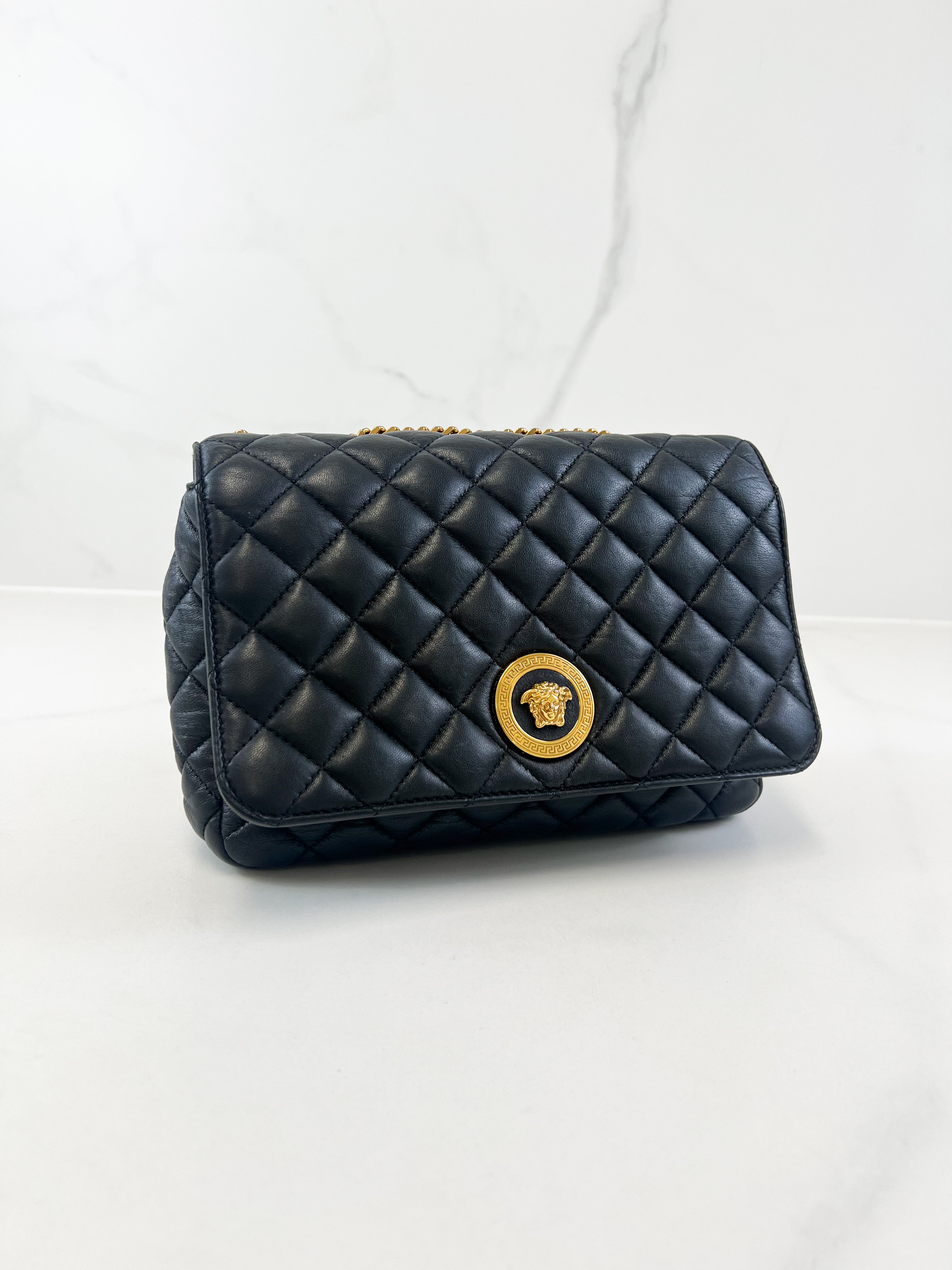 Versace Quilted Leather Shoulder Bag