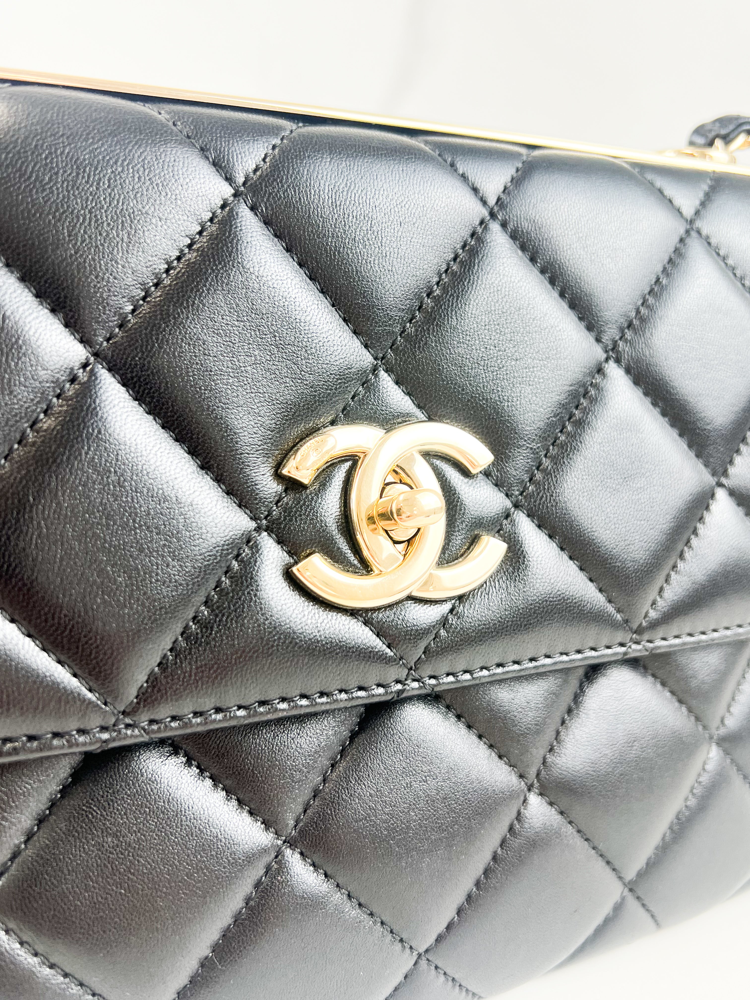 Chanel Small Lambskin Trendy Flap Bag in Black with GHW
