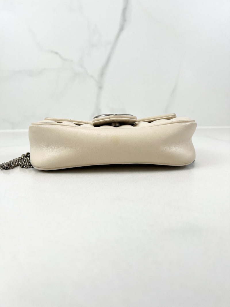 Gucci White GG Marmont Matelasse Super Mini Bag