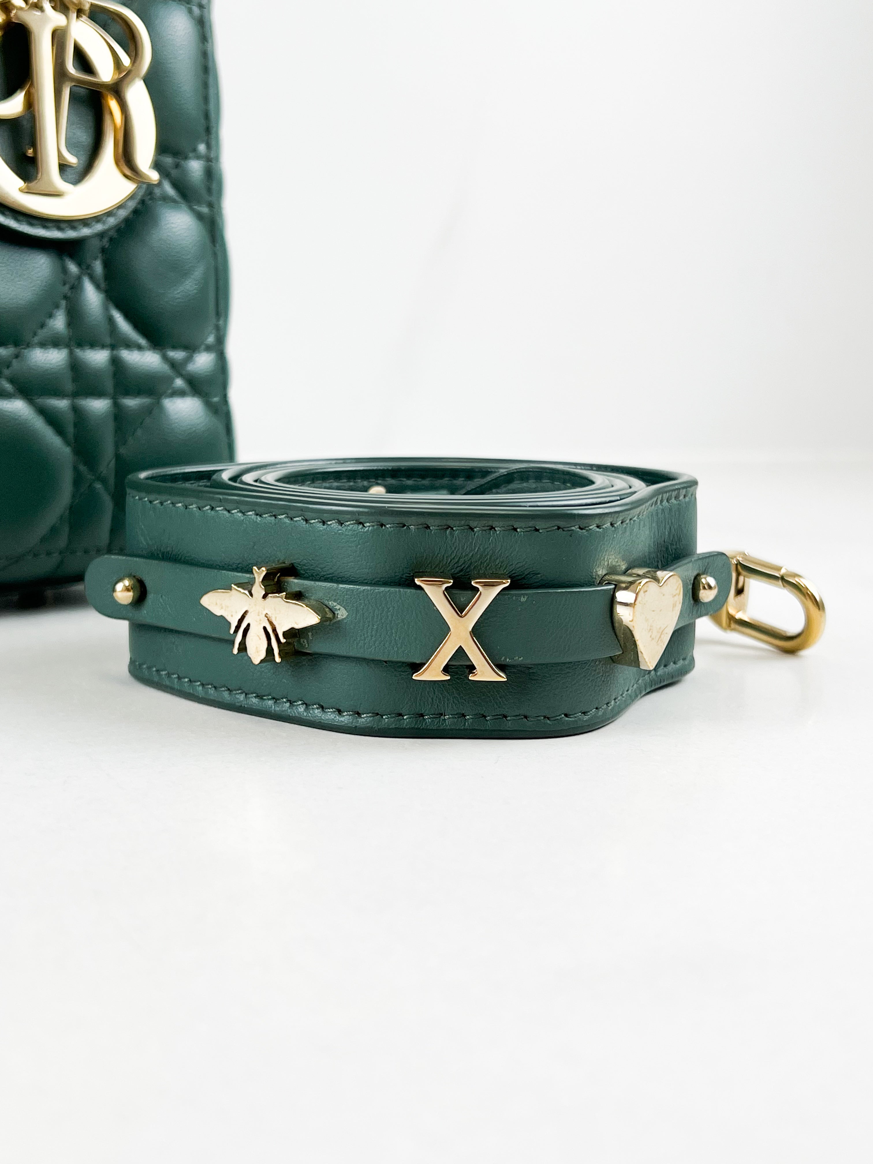 Christian Dior Small Lady Dior In Cedar Green Lambskin with GHW