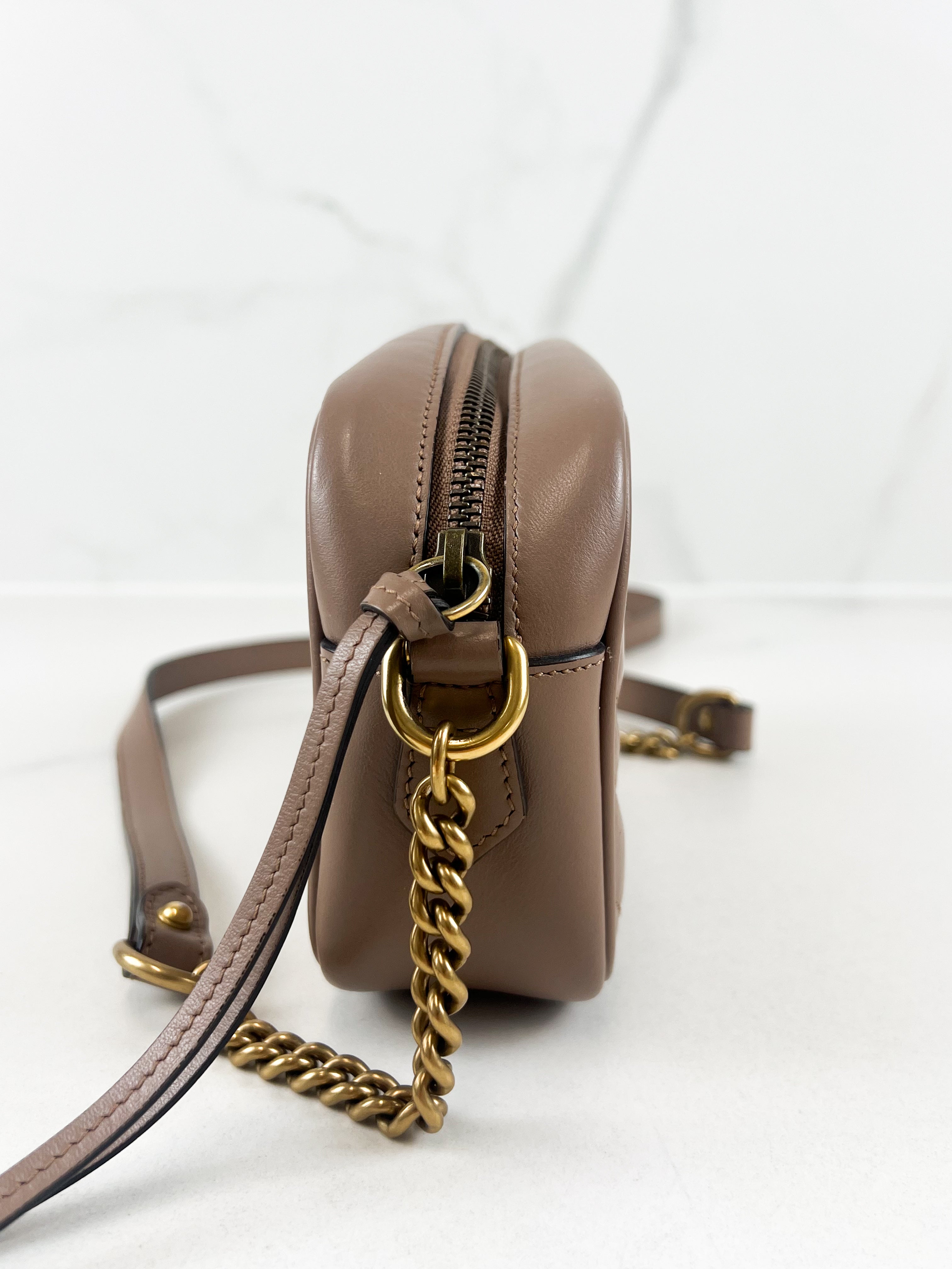 Gucci GG Marmont Matelasse Mini Beige Bag