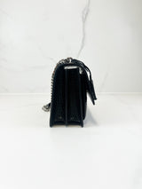 Saint Laurent Sunset Medium Black Croc Shoulder Bag with SHW