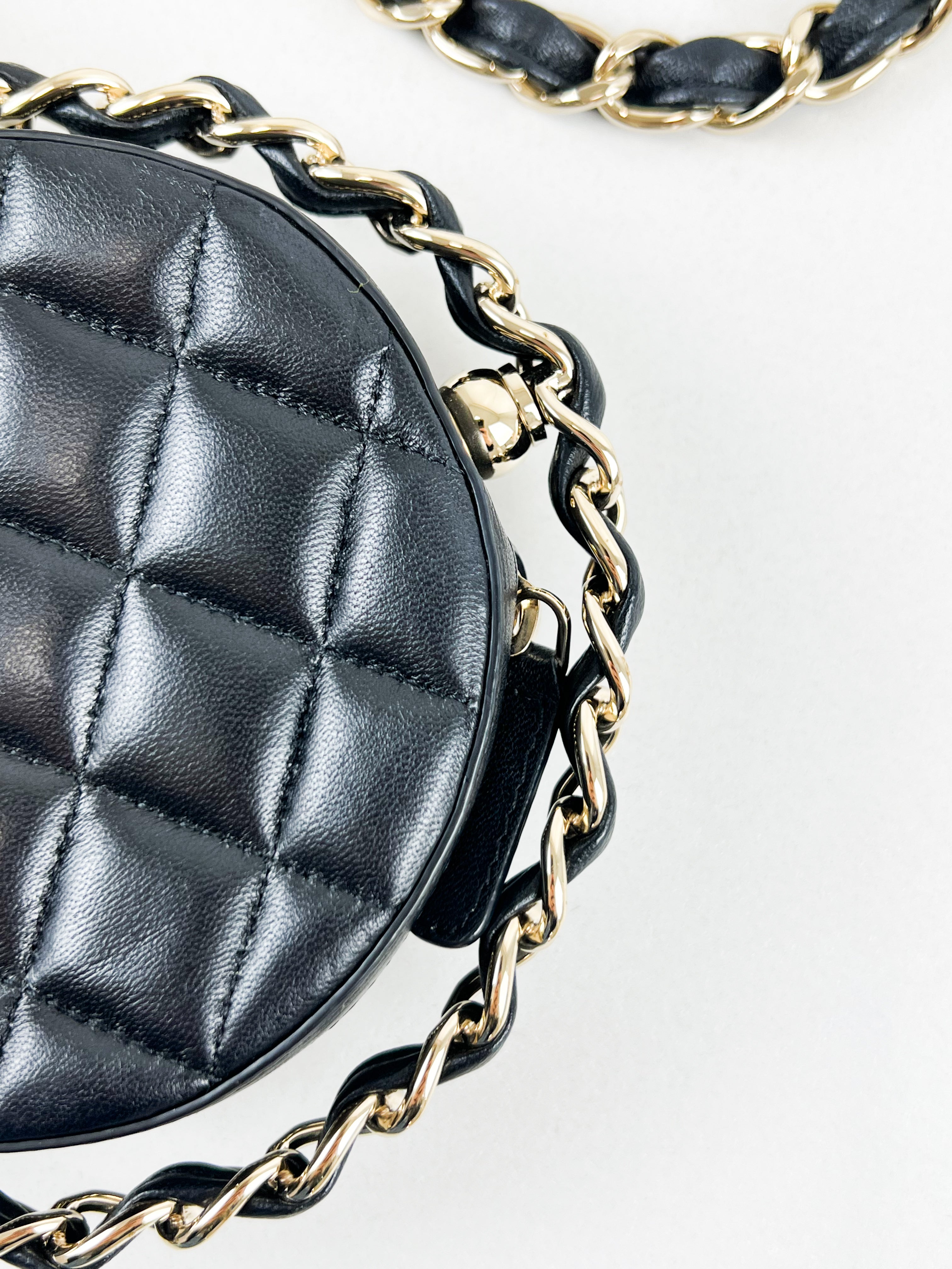Chanel Lambskin Quilted Running Around Chain Mini Clutch