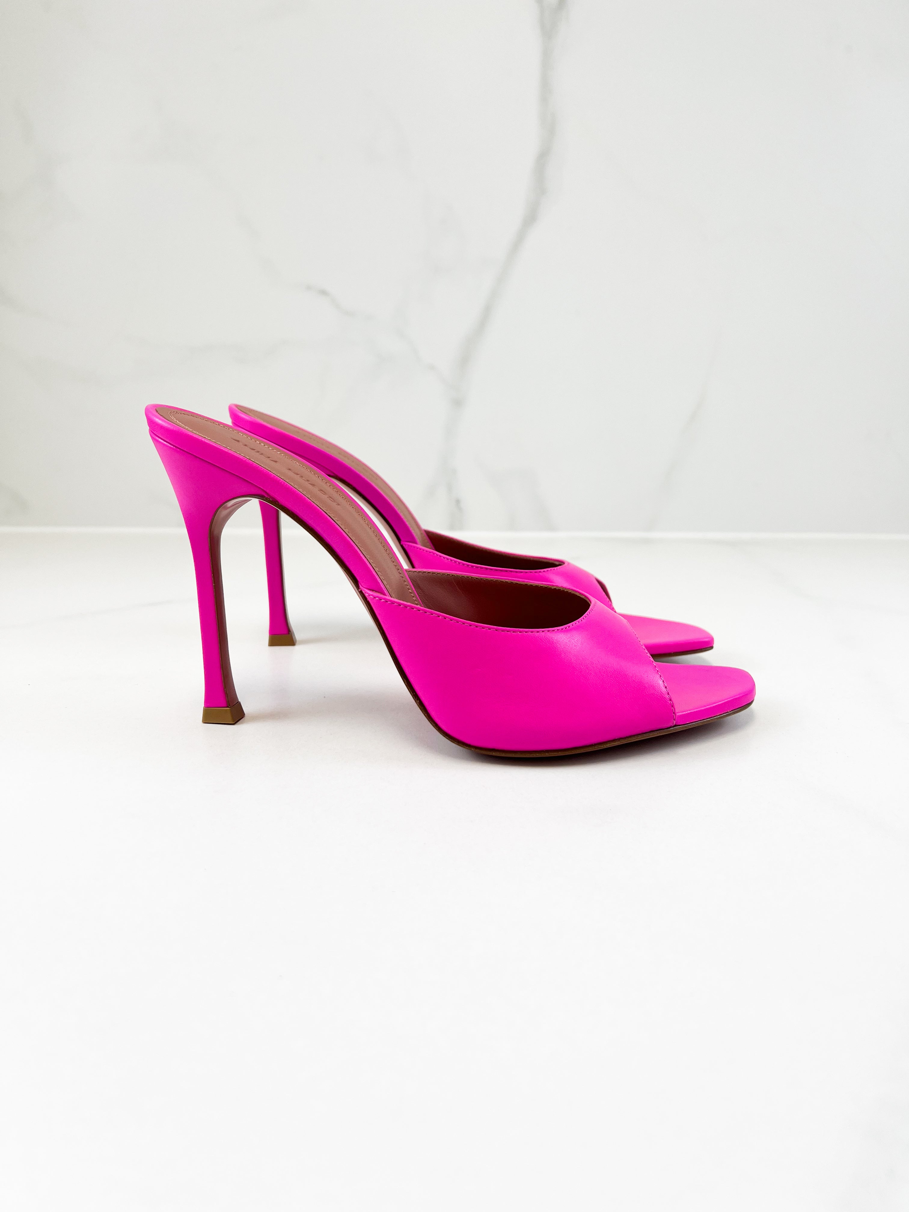 Amina Muaddi Alexa Leather Mule 105mm Size 40.5