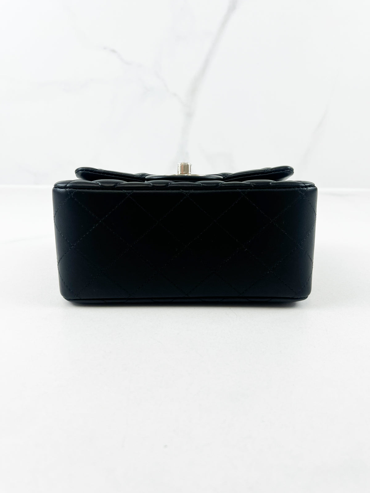 Chanel Mini Square in Black Lambskin with Champagne Hardware