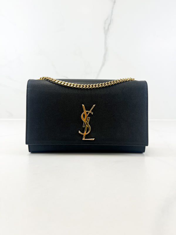 Saint Laurent Black Kate Medium Chain Bag with GHW