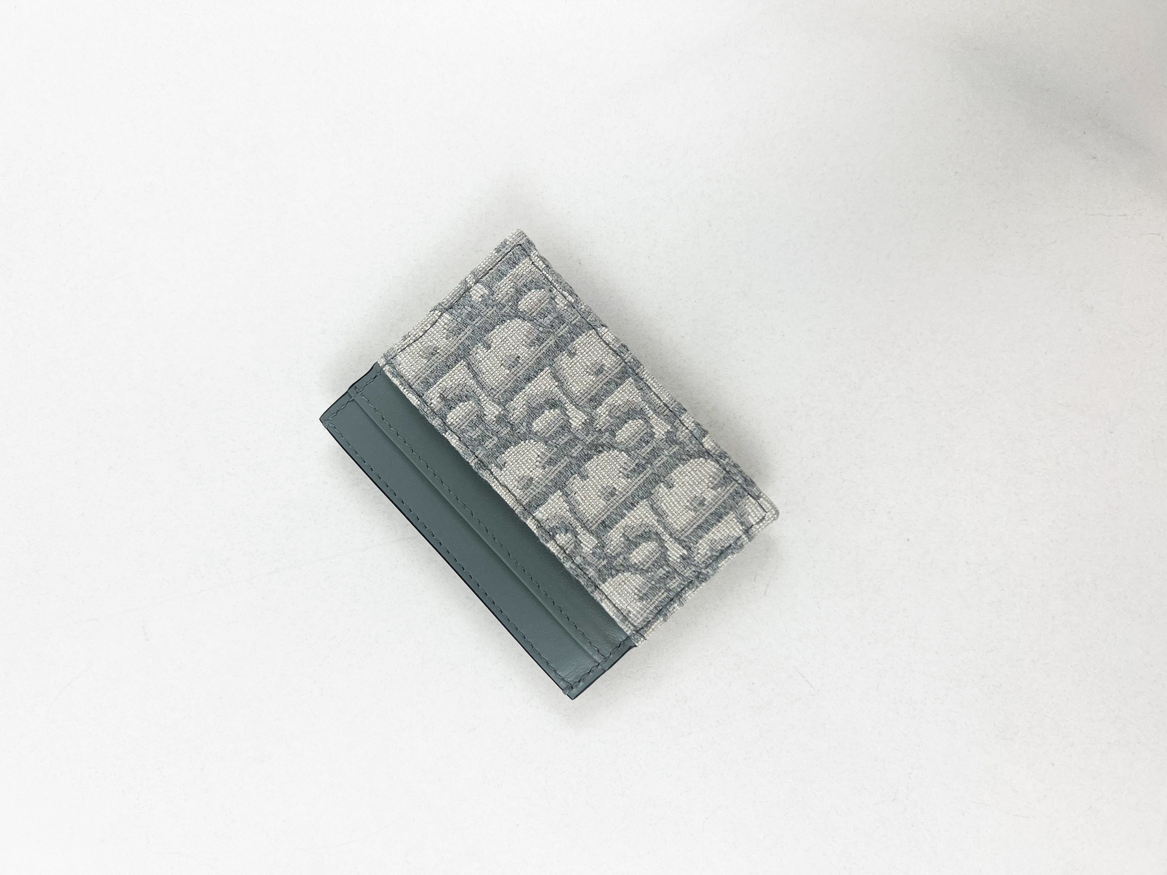 Christian Dior 30 Montaigne Freesia Card Holder in Gray Dior Oblique Jacquard