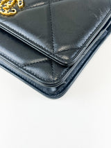 Chanel 19 Black Wallet on Chain WOC in Lambskin Leather