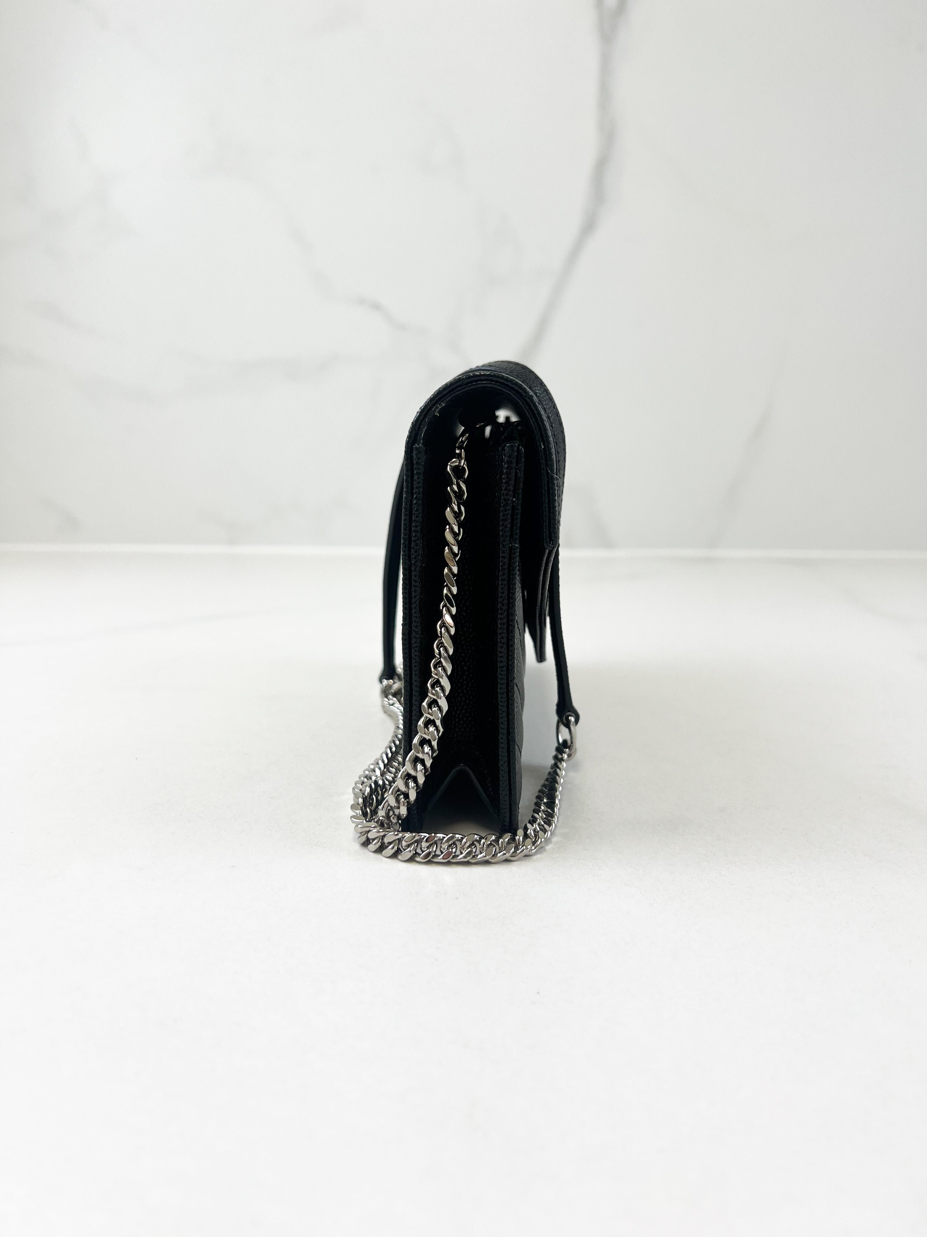 Saint Laurent Cassandra Matelasse Envelope Wallet on Chain