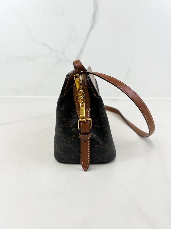 Celine Small Teen Cabas Canvas & Leather Shoulder Bag