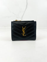 Saint Laurent Cassandre Matelasse Bi-fold Wallet in Grain De Poudre Embossed Leather