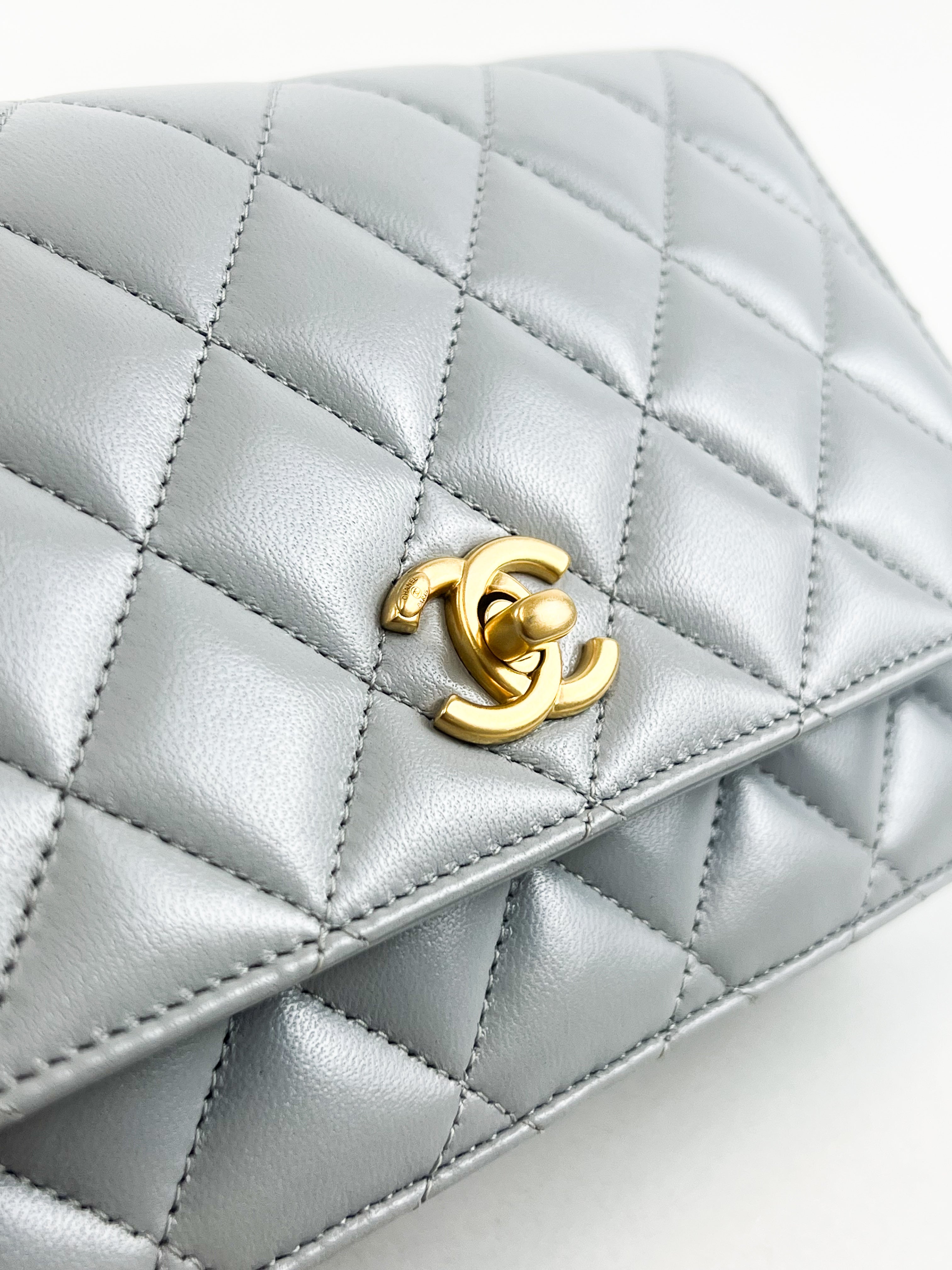 Chanel Grey Lambskin Pearl Crush WOC
