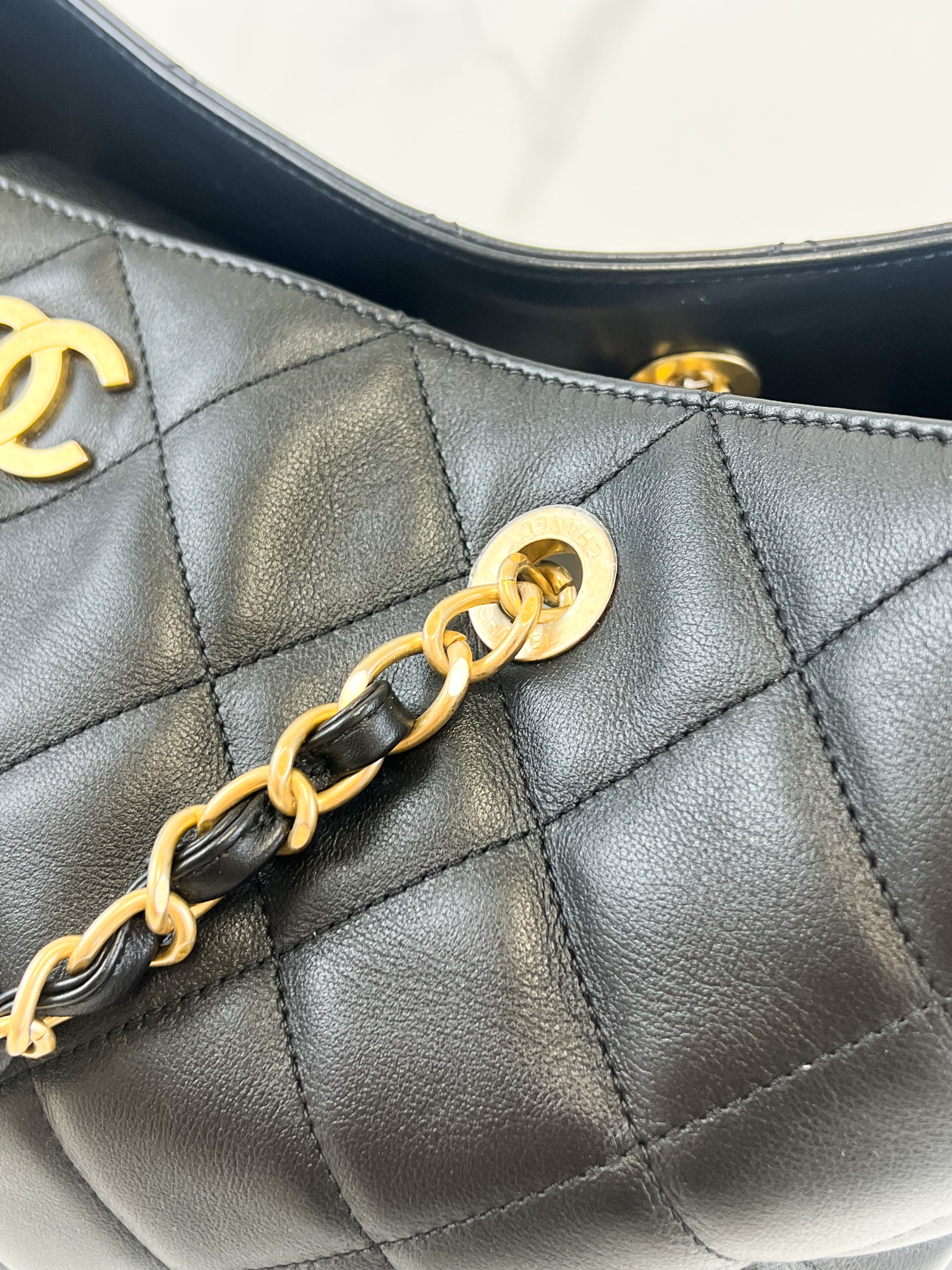 Chanel CC Black Calfskin Shopping Tote GHW