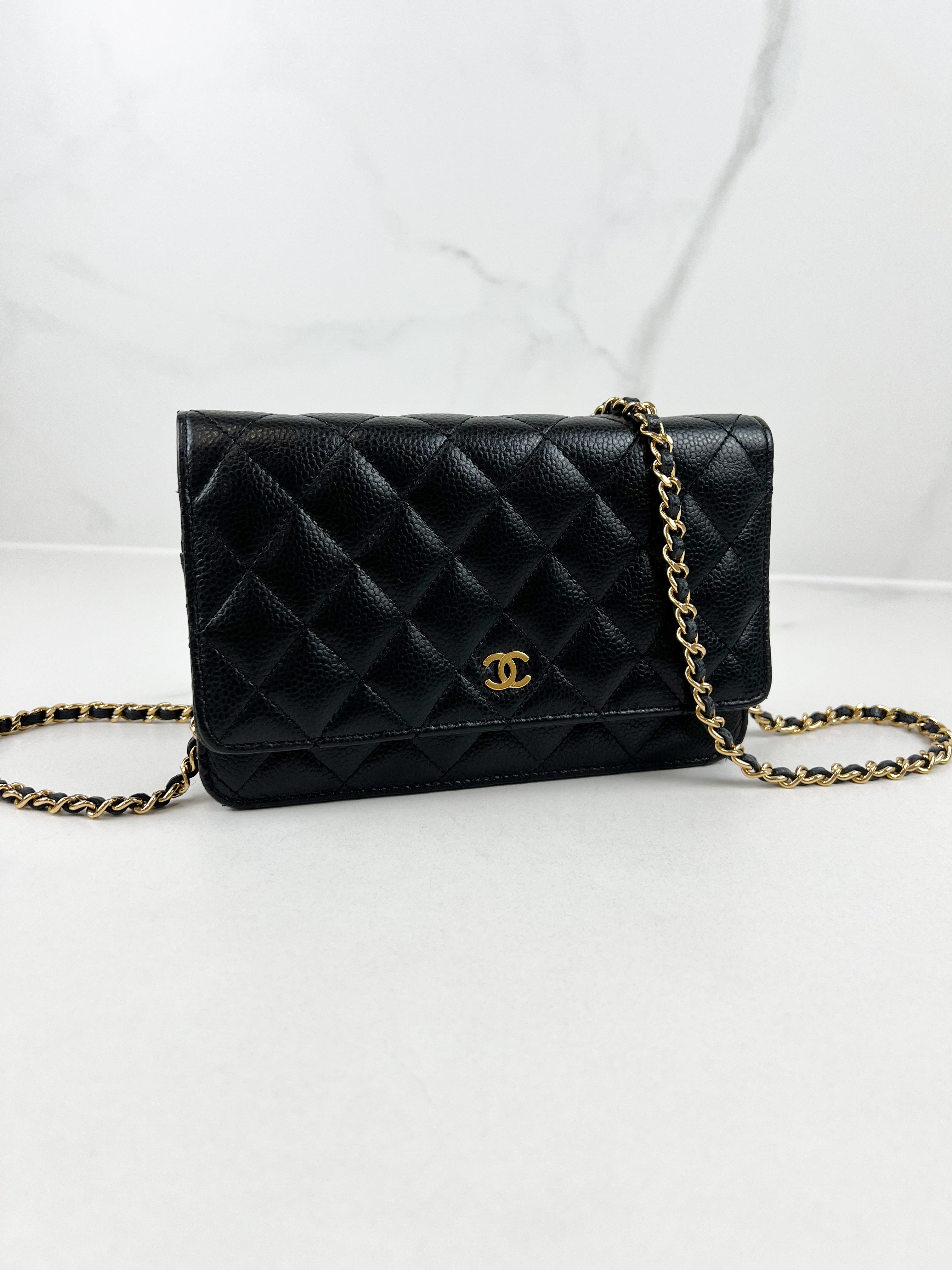 Chanel Black Classic Caviar CC WOC with GHW