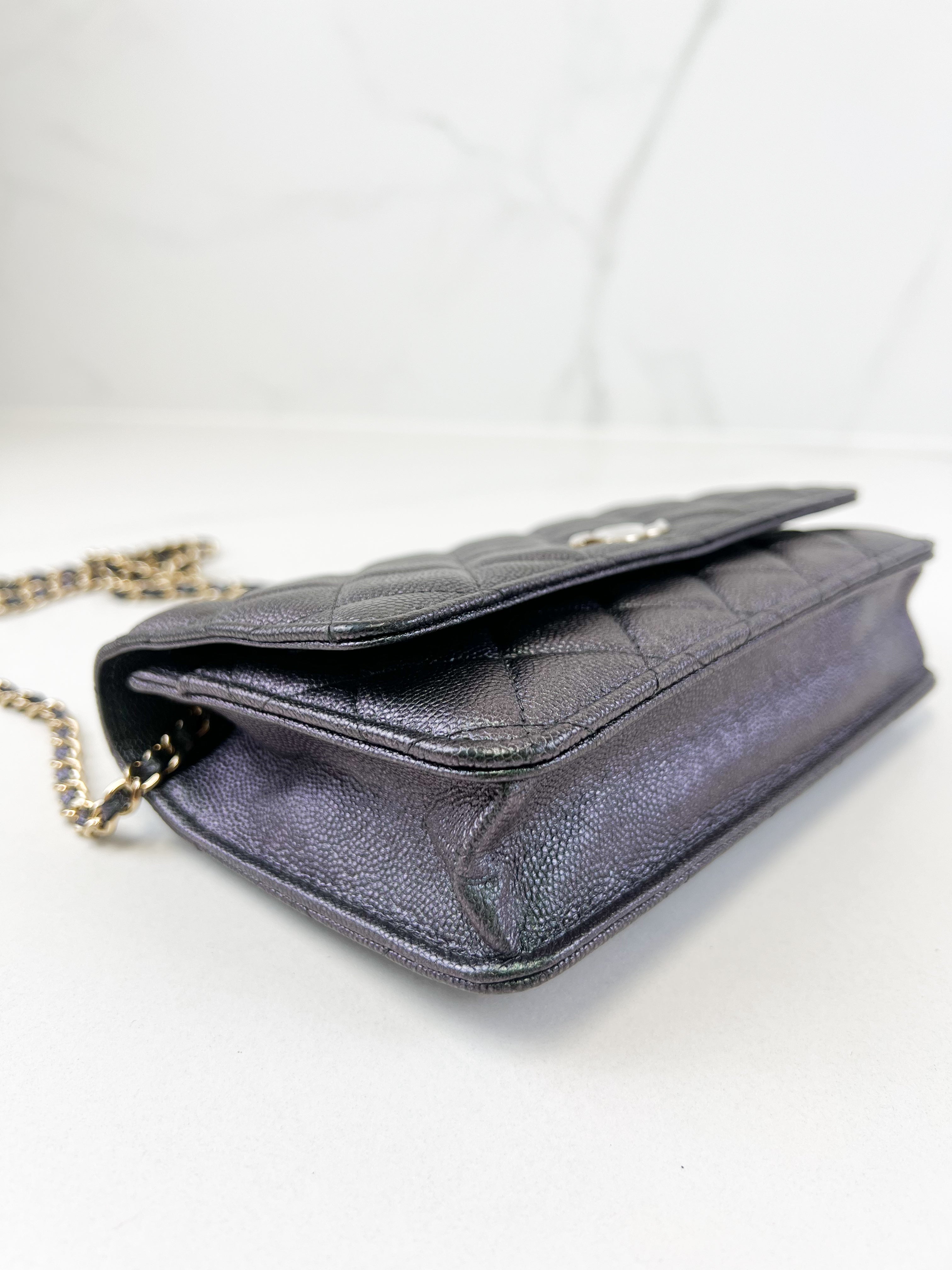 Chanel Iridescent Caviar CC Classic Wallet On Chain SHW