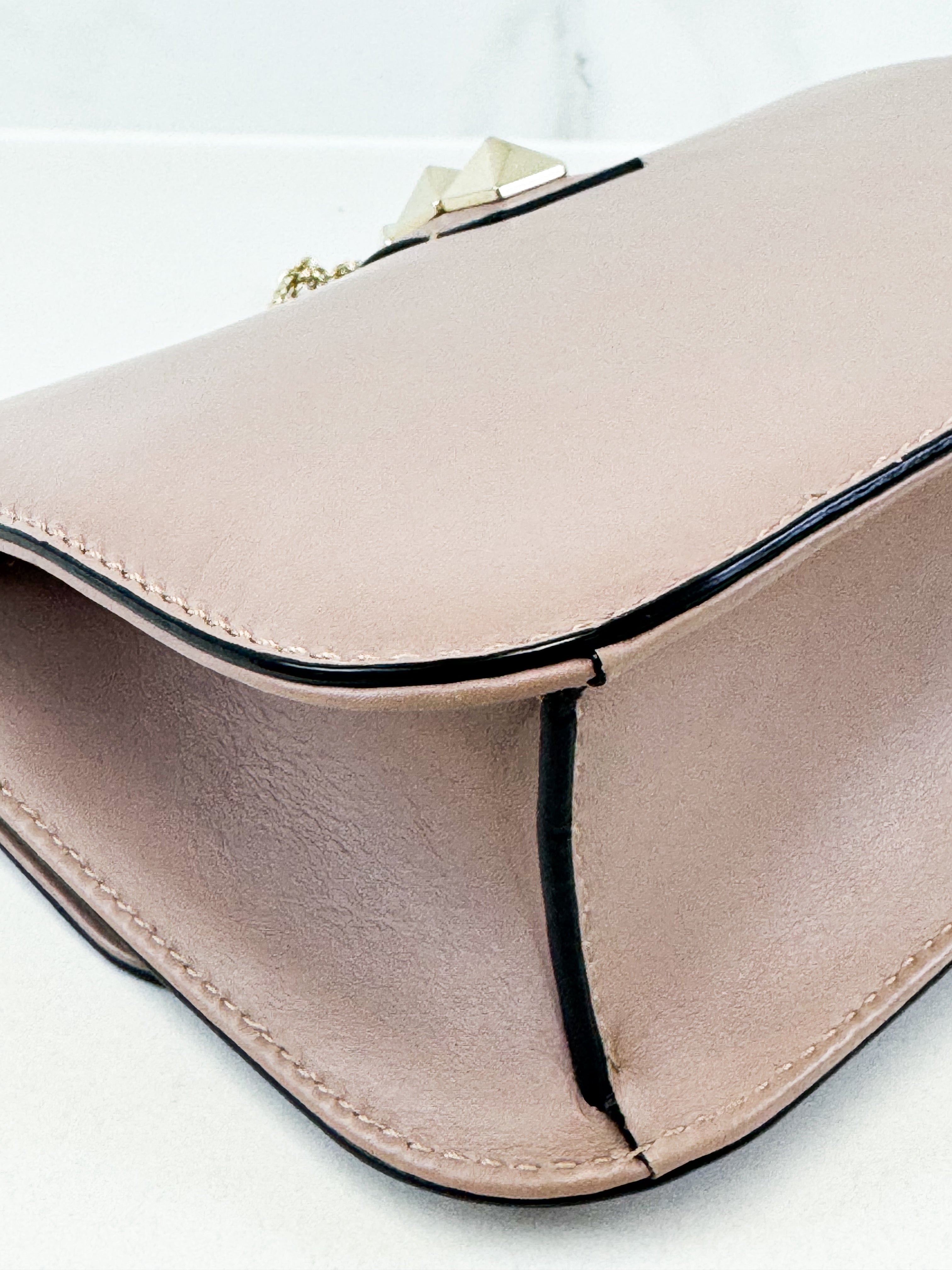 Valentino Garavani Pink Vitello Medium Glam Lock Rockstud Flap Bag