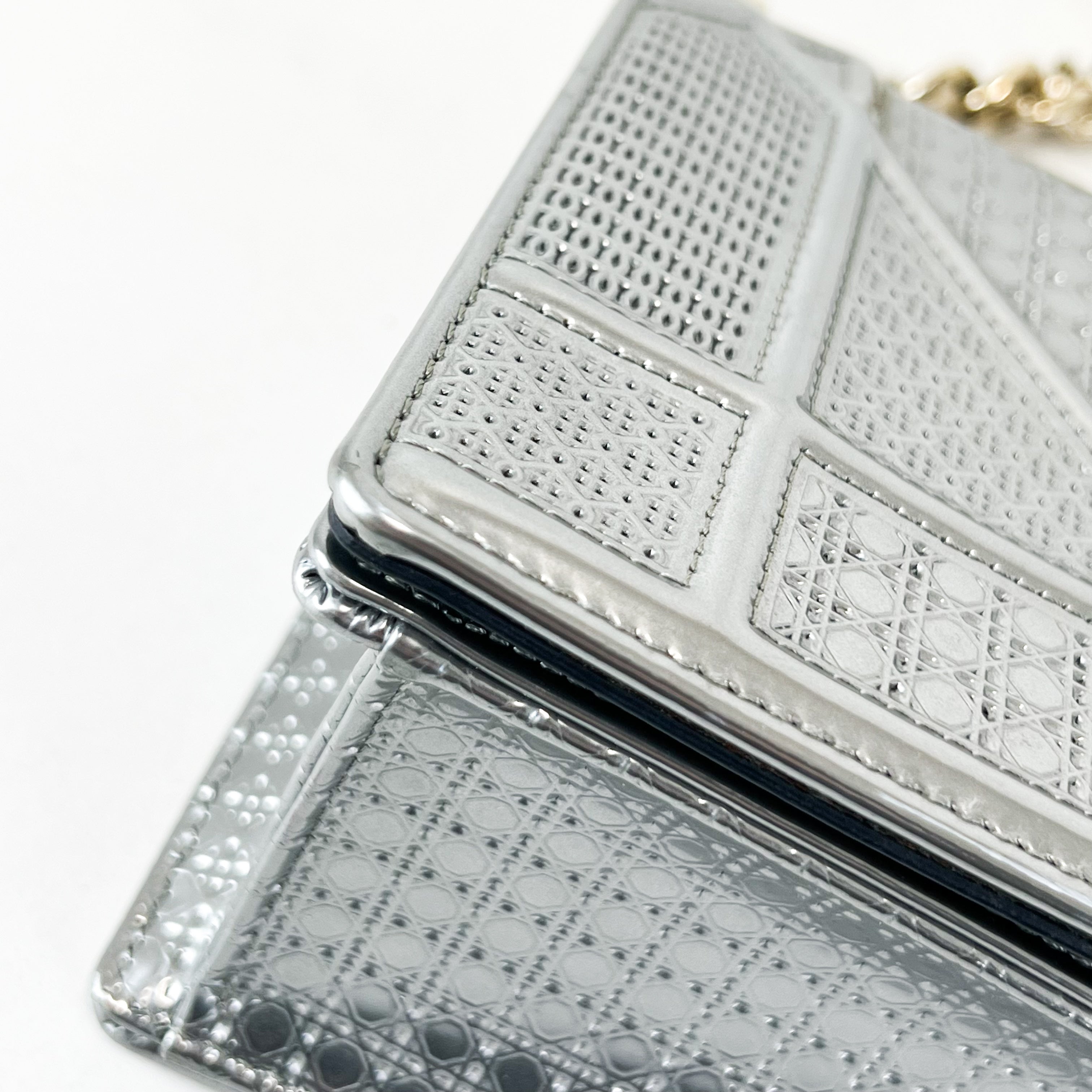 Christian Dior Metallic Silver Small Diorama Shoulder Bag