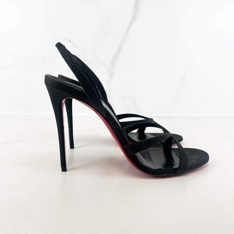 Christian Louboutin Black Glitter Emilie Sandal 100 Size 38.5