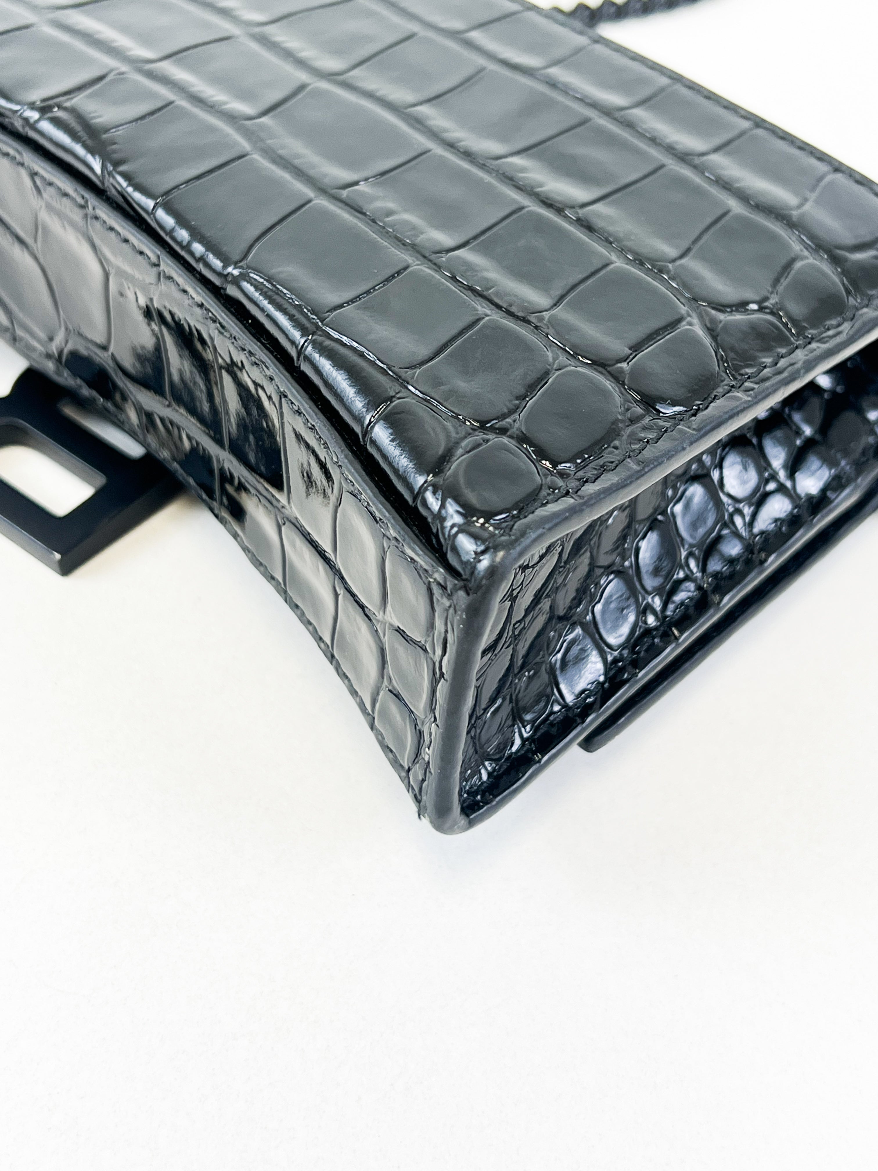 Balenciaga Black Croc Hourglass