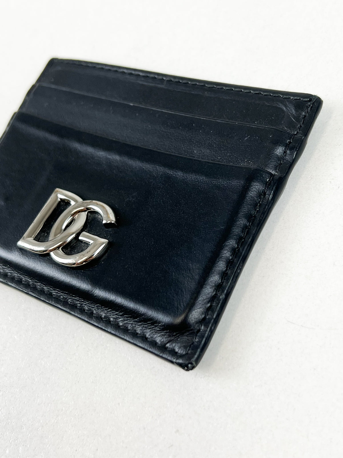 Dolce & Gabbana Black Leather Mens Cardholder with SHW