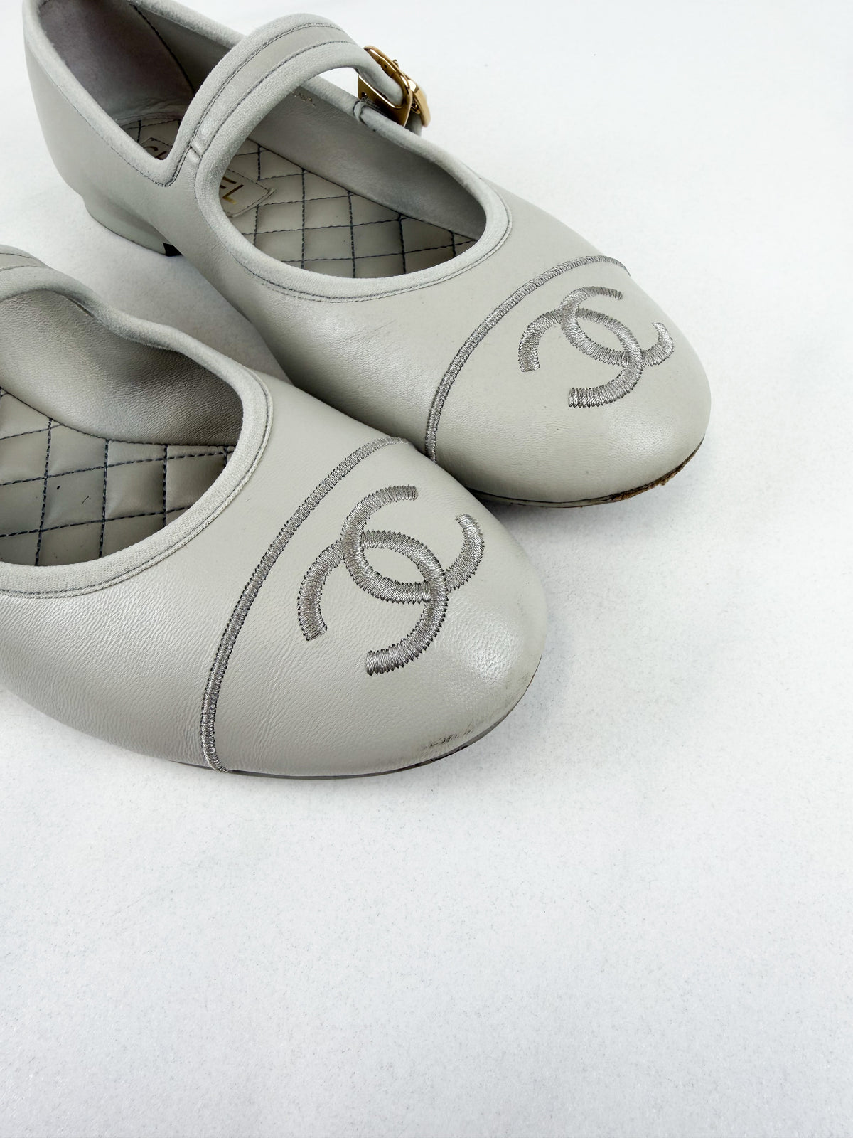 Chanel Lambskin Mary Jane Flats Size 37.5