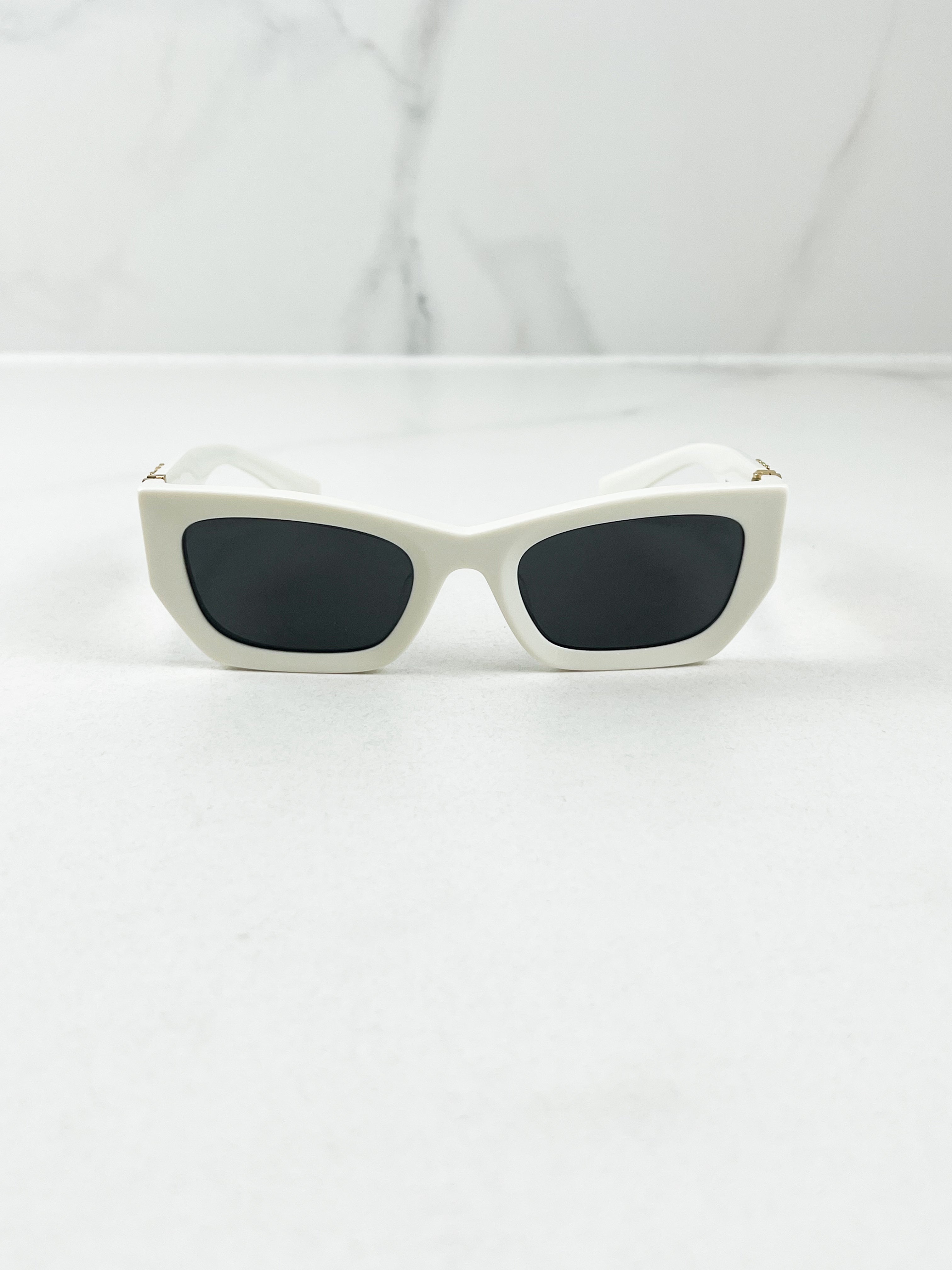 Miu Miu Plaque White Sunglasses SMU 09W