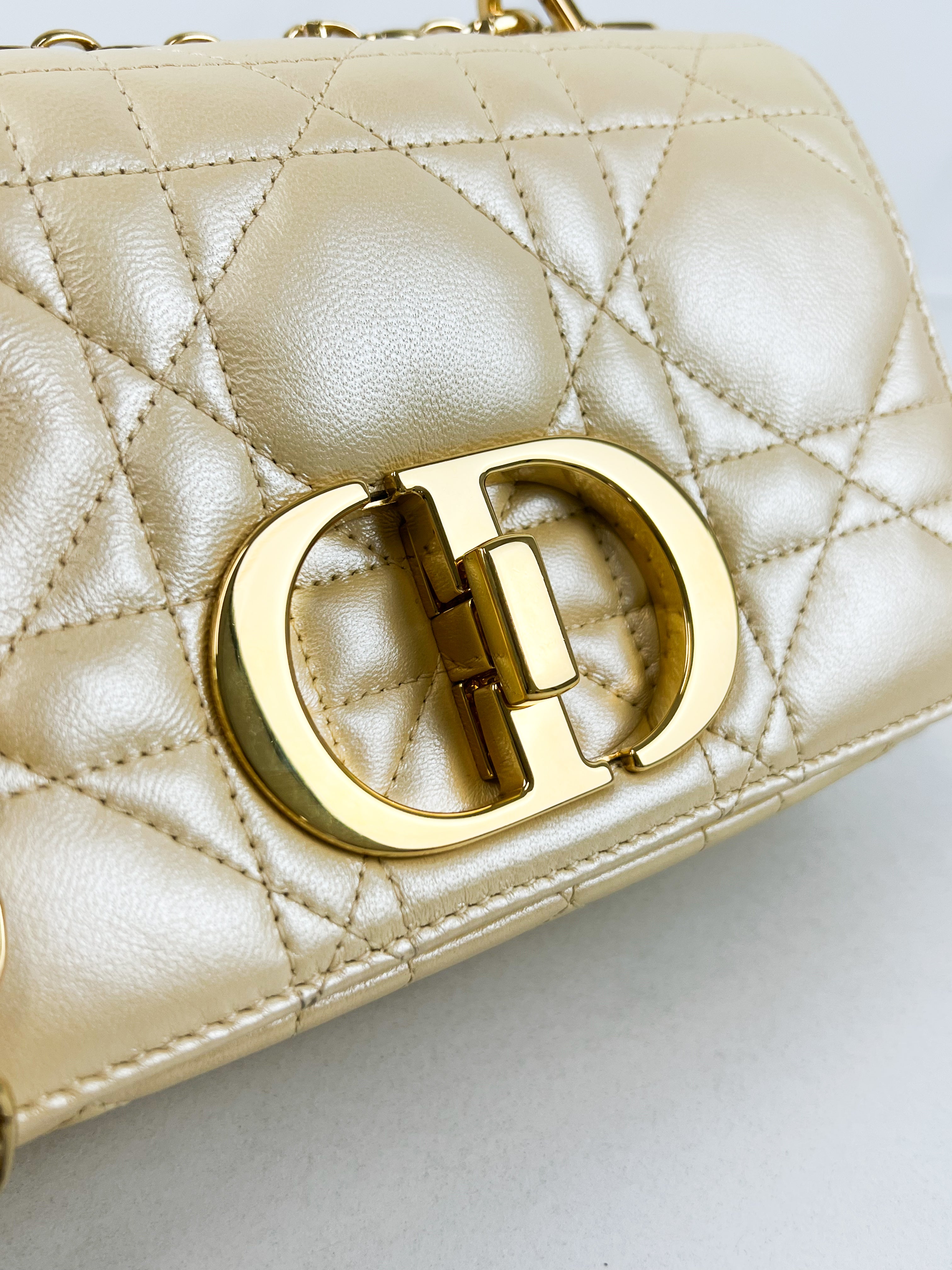 Christian Dior Medium Caro Bag in Butter with GHW