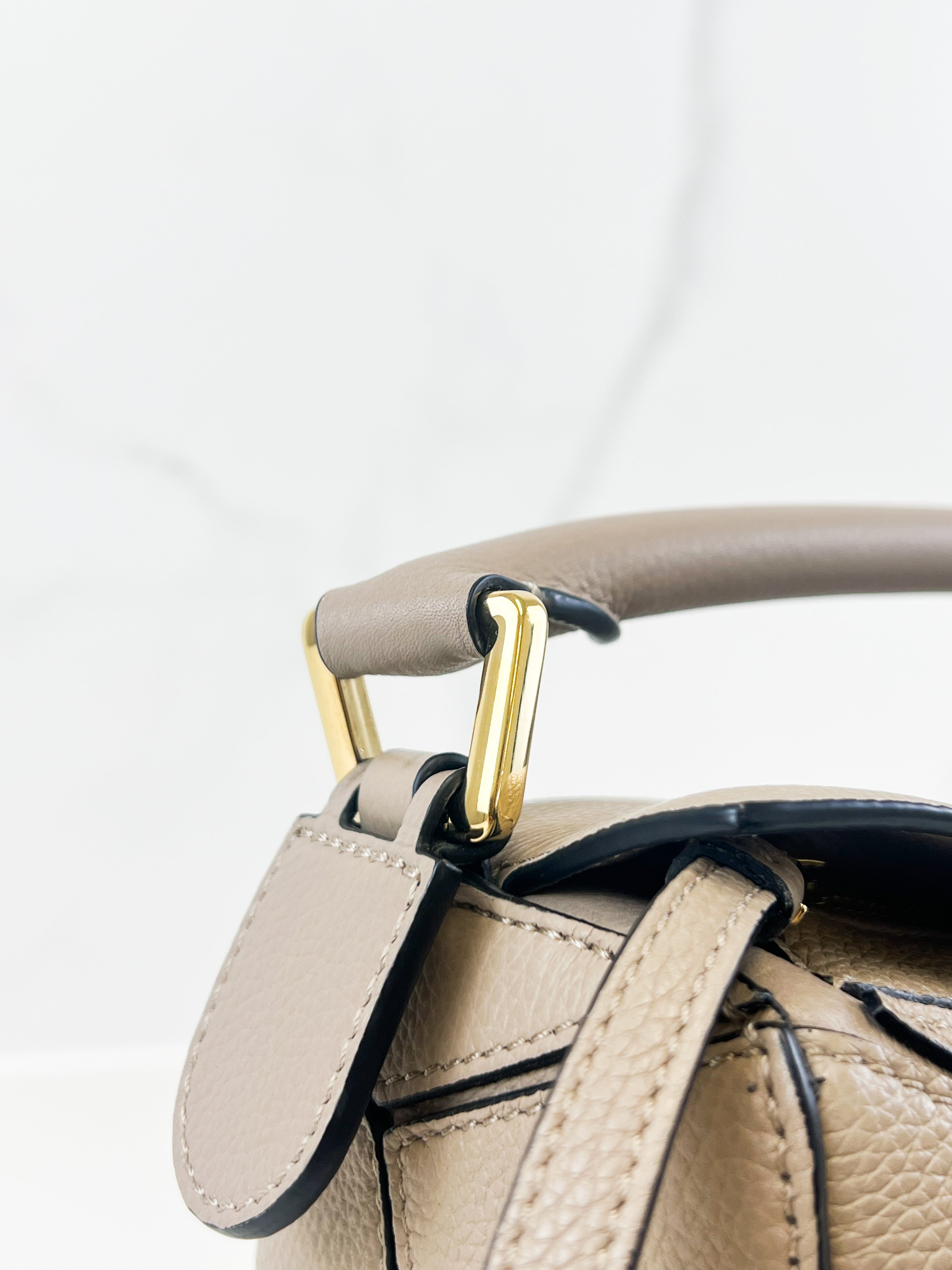 Loewe Puzzle Small Leather Shoulder Bag in Taupe