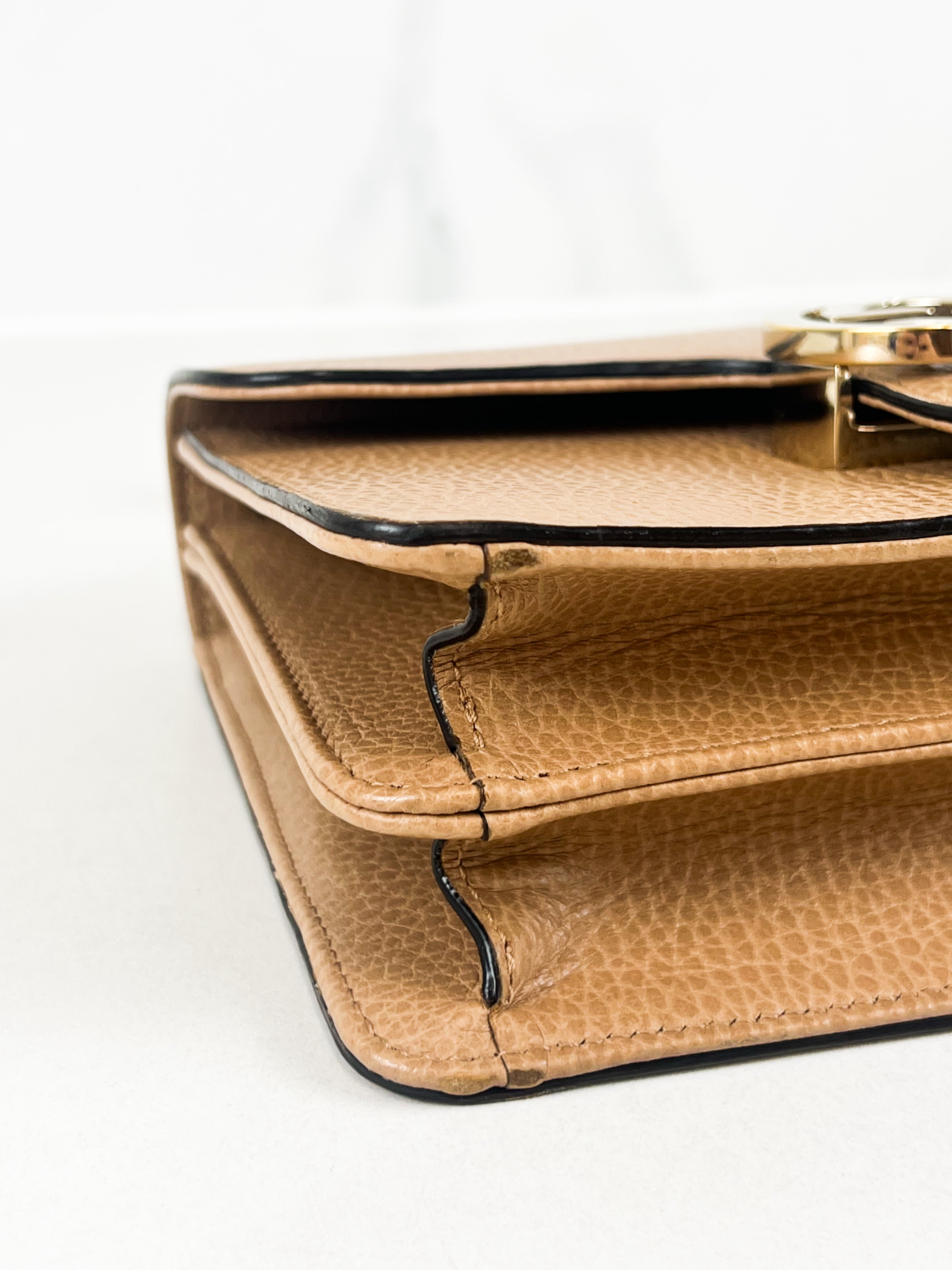 Gucci GG Interlocking Small Leather Shoulder Bag in Beige