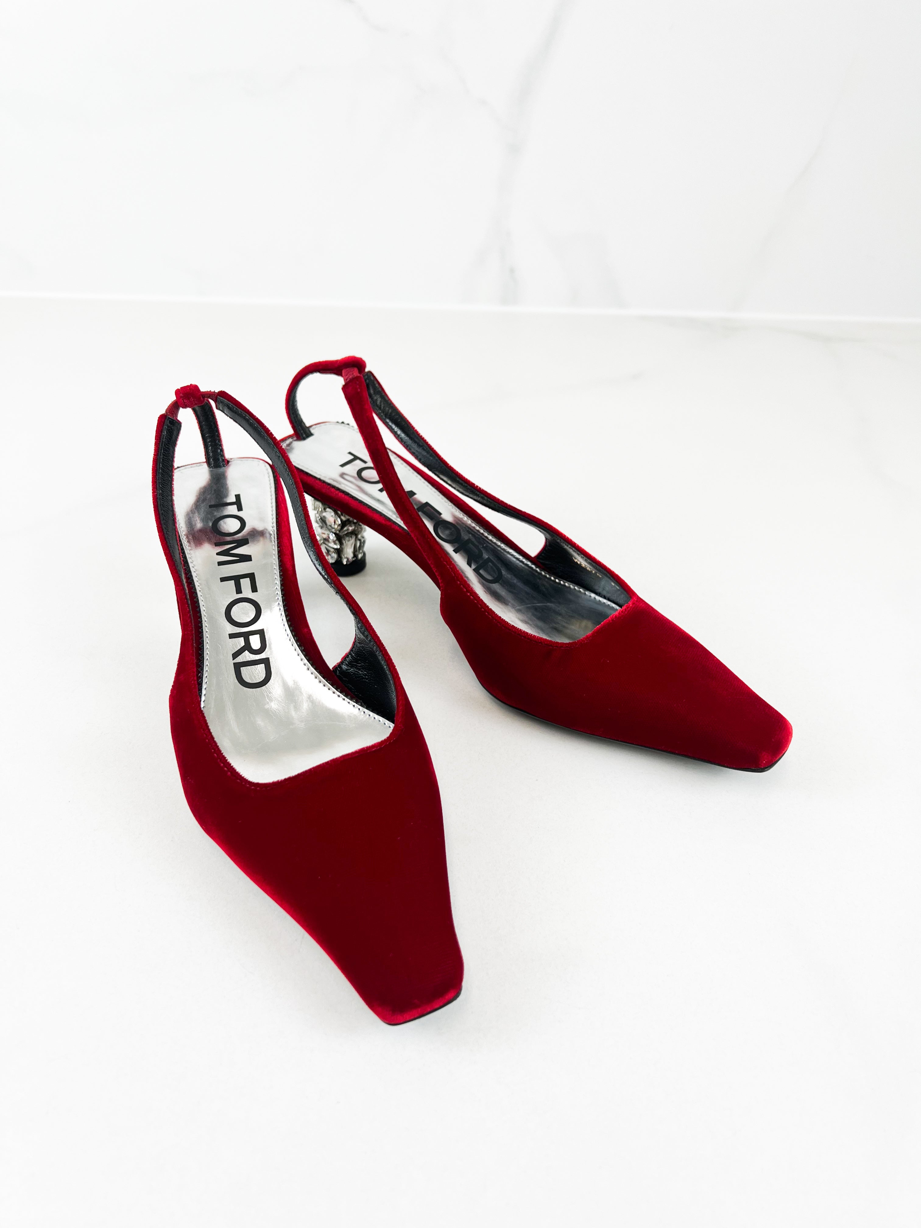 Tom Ford Velvet Crystal Pump Size 35