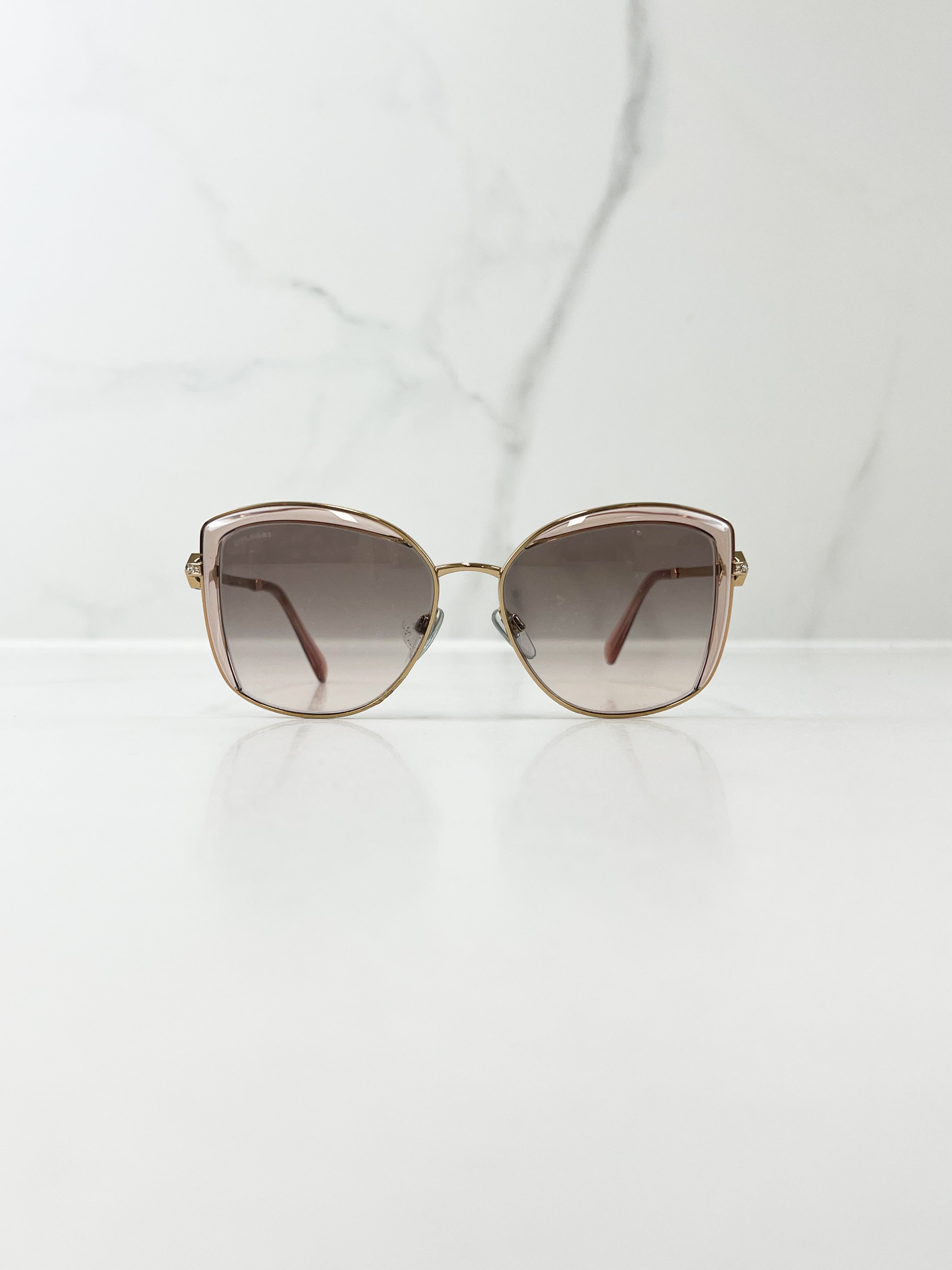 Bvlgari Cateye Gold Embellished Sunglasses
