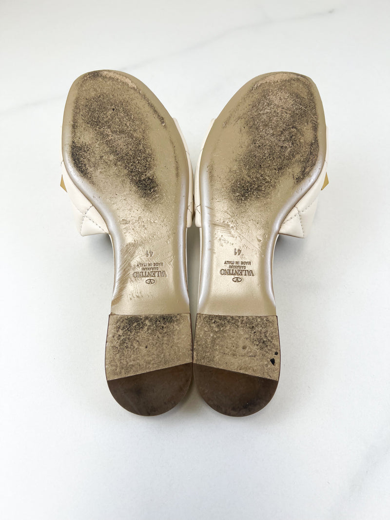 Valentino Roman Stud Nappa Leather Slippers Size 41