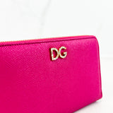 Dolce & Gabbana Leather Pink Zip Around Wallet