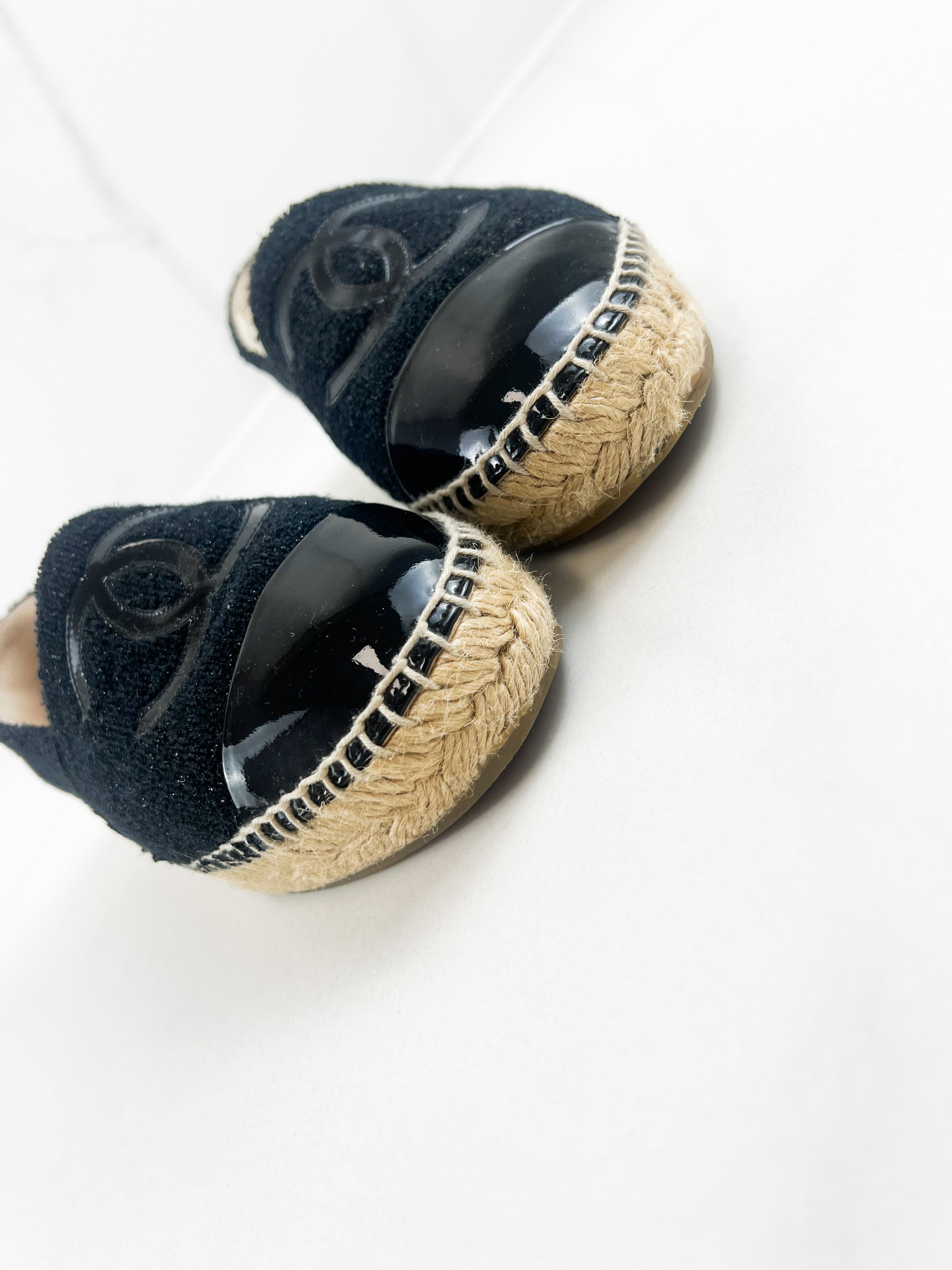 Chanel CC Tweed Espadrille Size 37