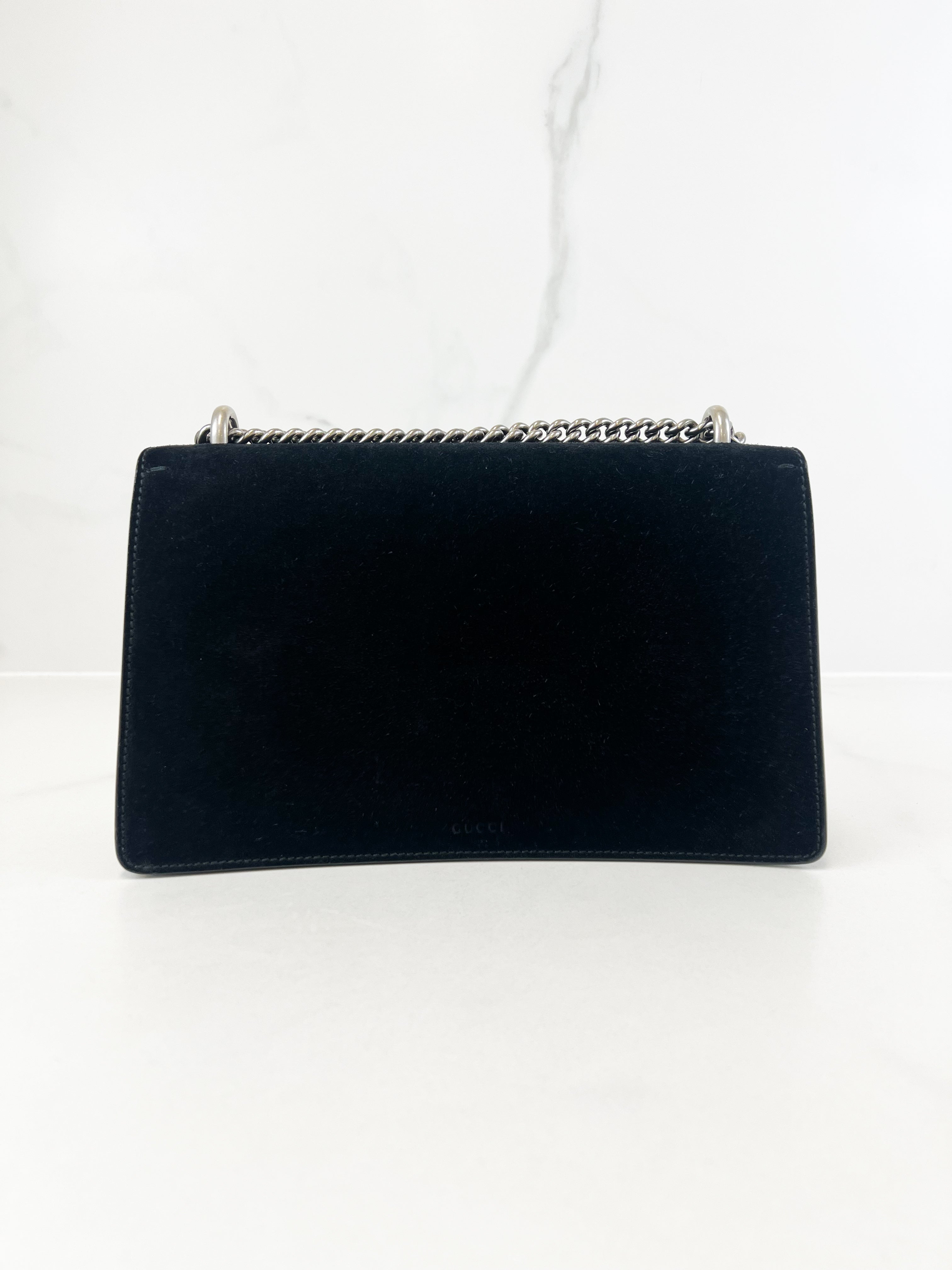 Gucci Black Medium Velvet Dionysus with Leather Detail