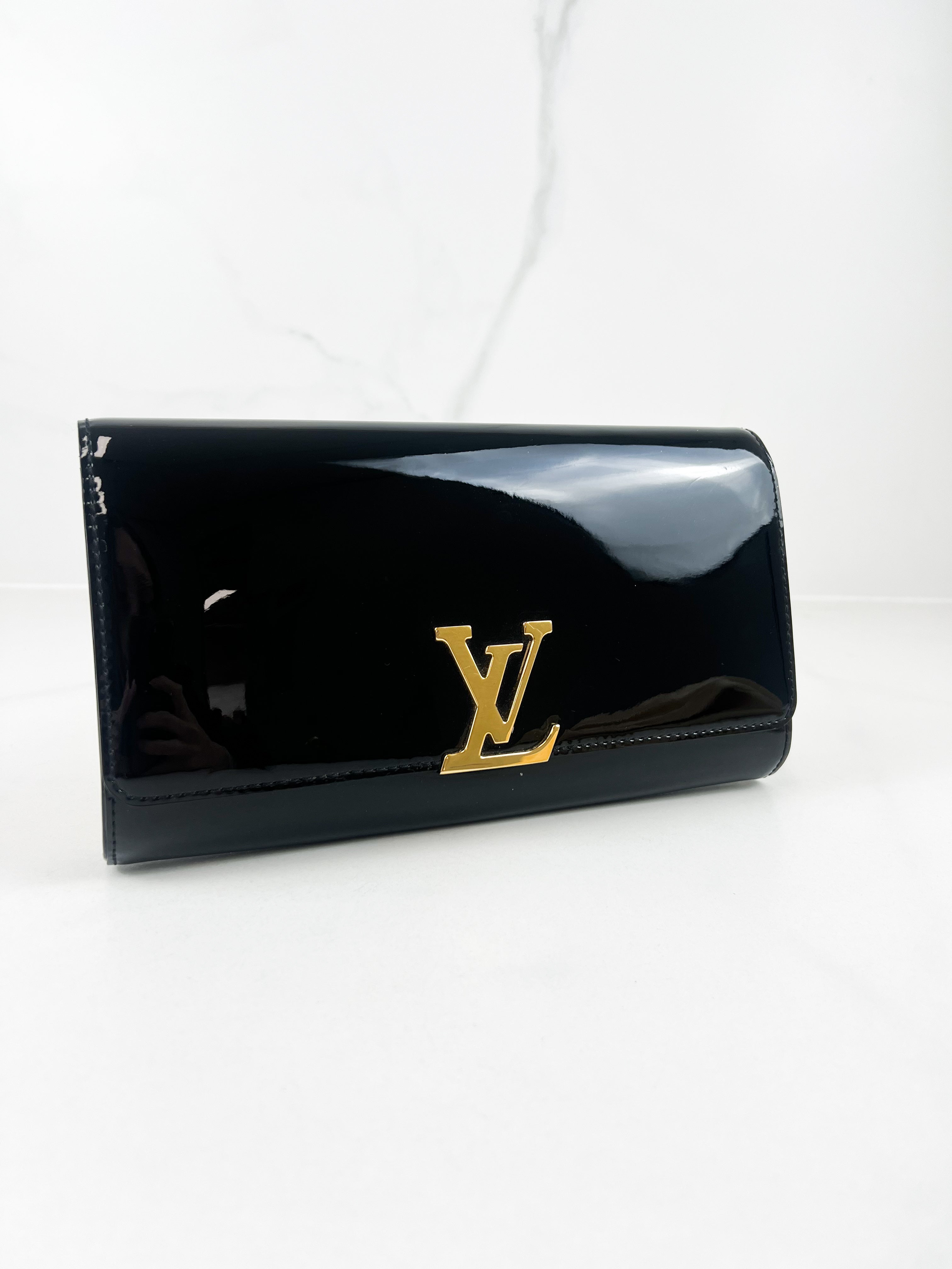 LV Patent Black St Louise Clutch