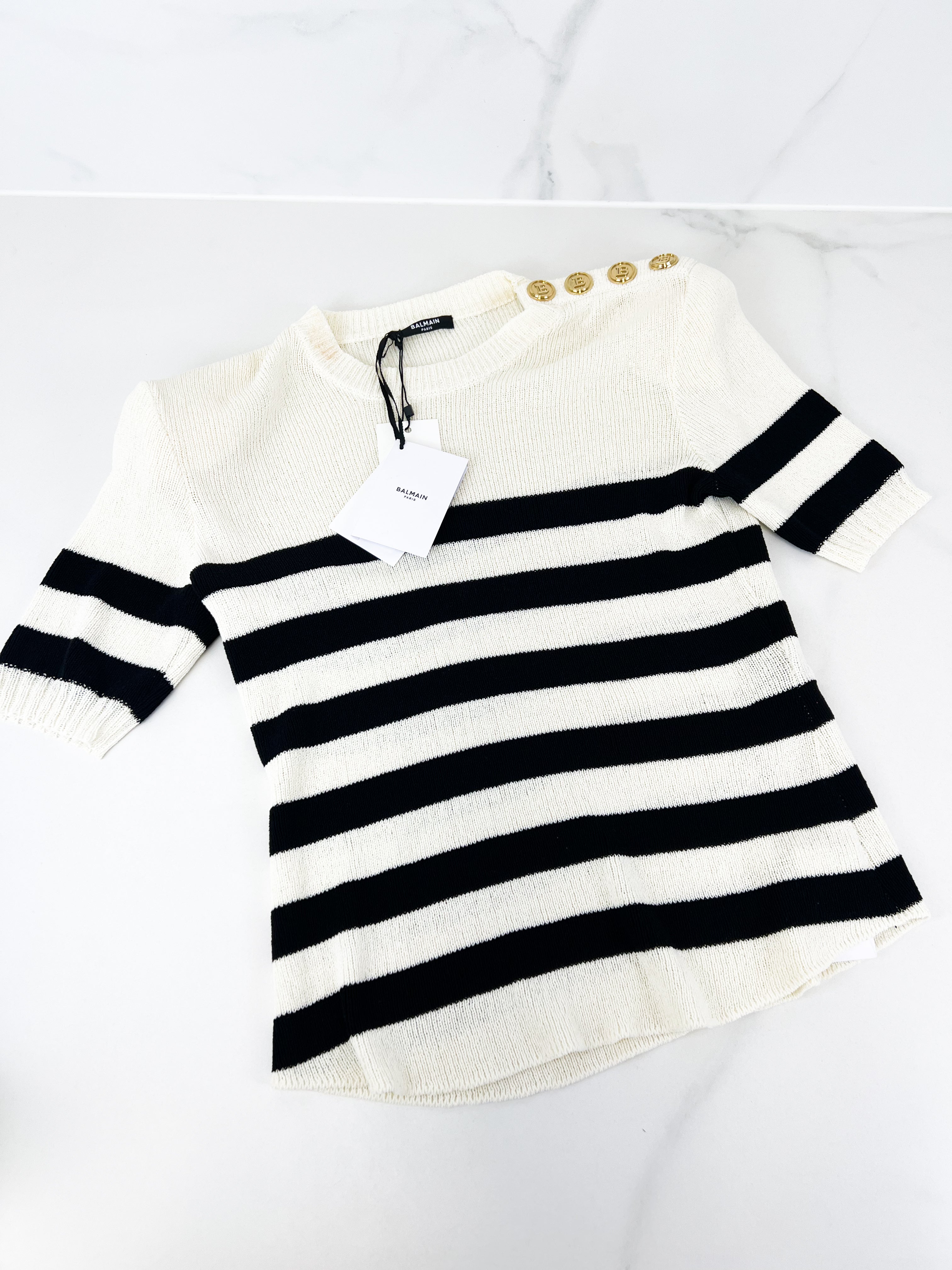 Balmain Striped Knitted Top Size 40