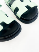 Hermes Chypre Sandals Vert Jade Epsom Size 35