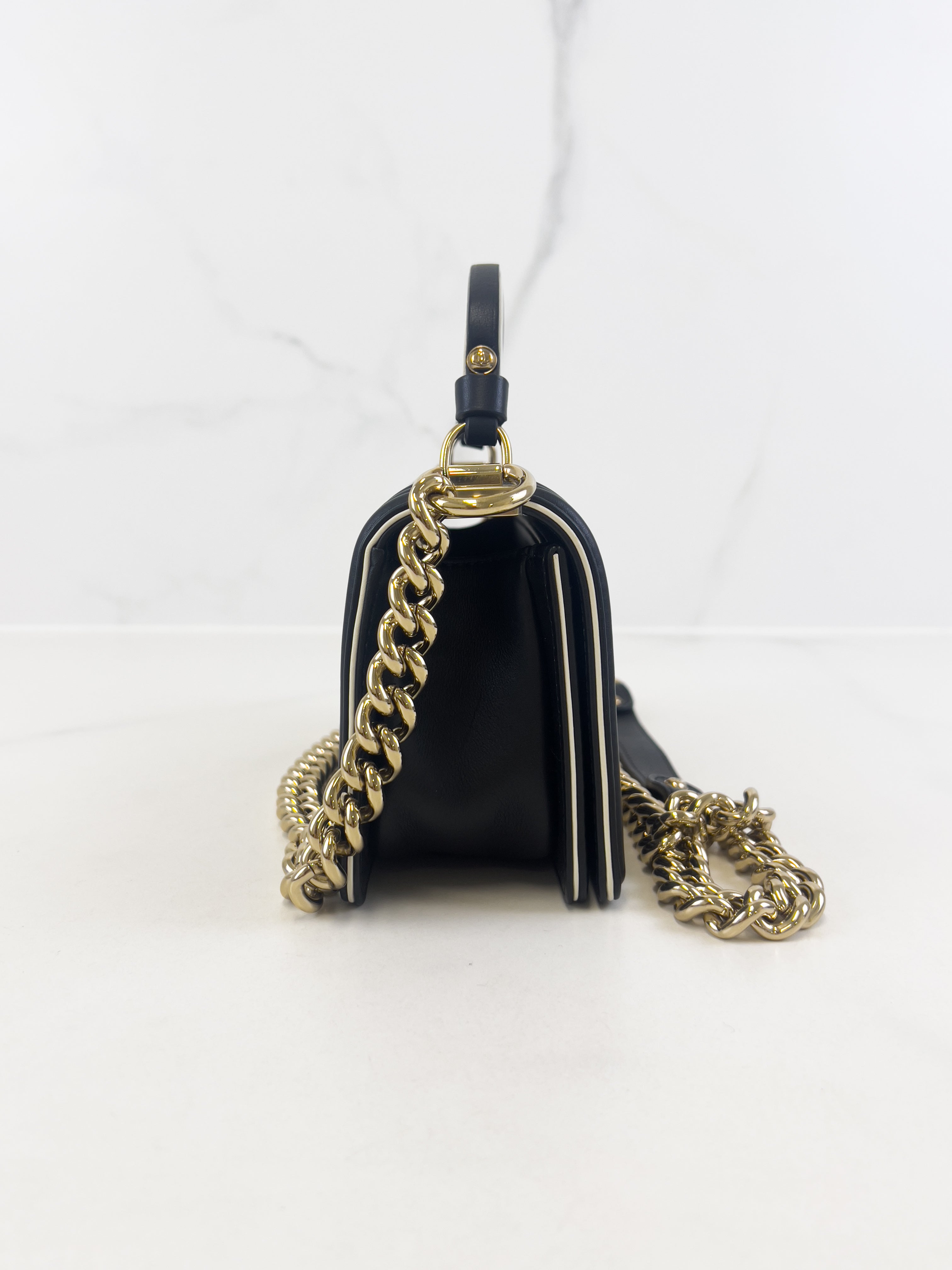 Chanel Top Handle Small Black Boy Bag with GHW