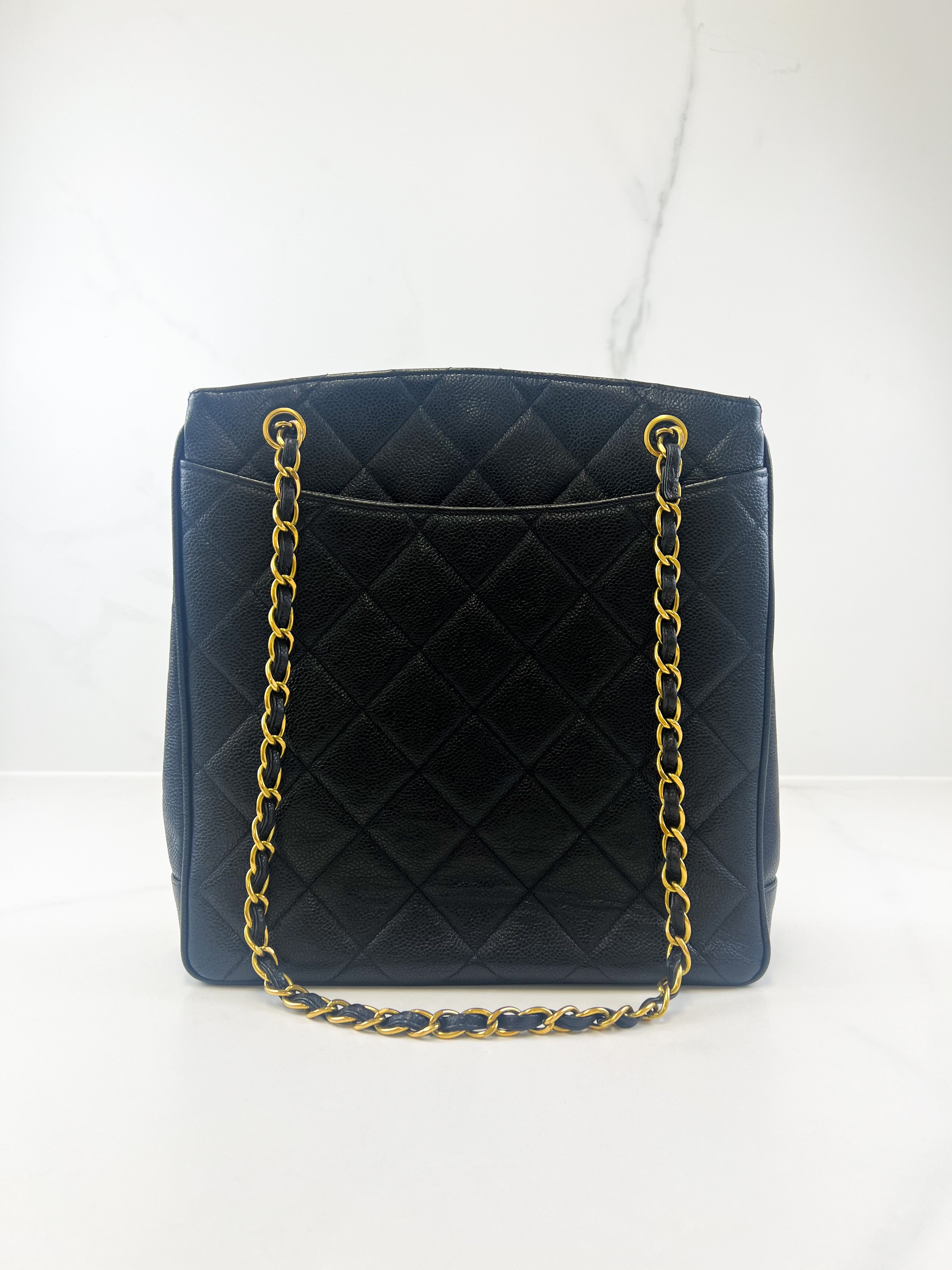 Chanel CC Black Caviar XL Shopping Tote GHW