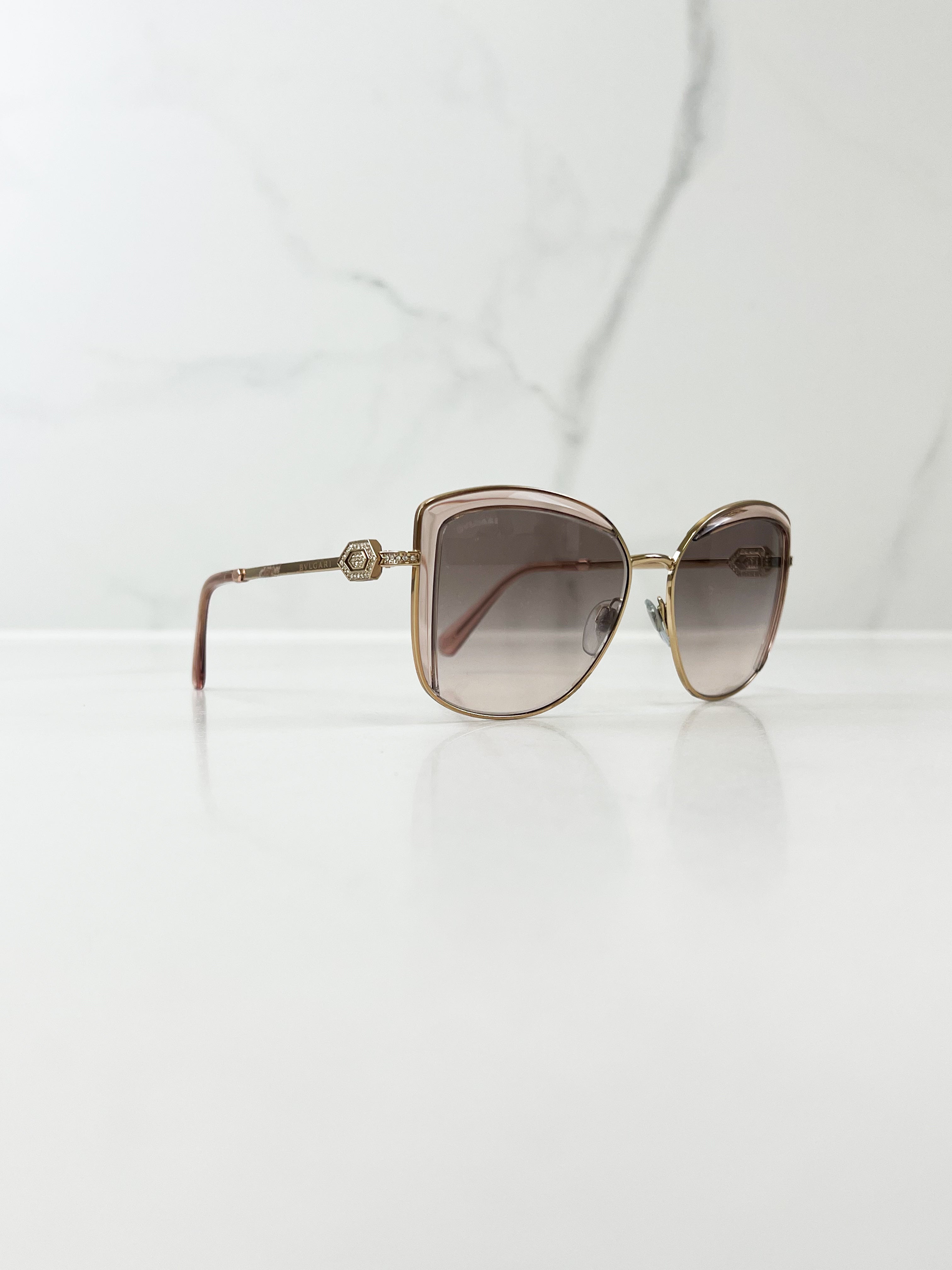 Bvlgari Cateye Gold Embellished Sunglasses