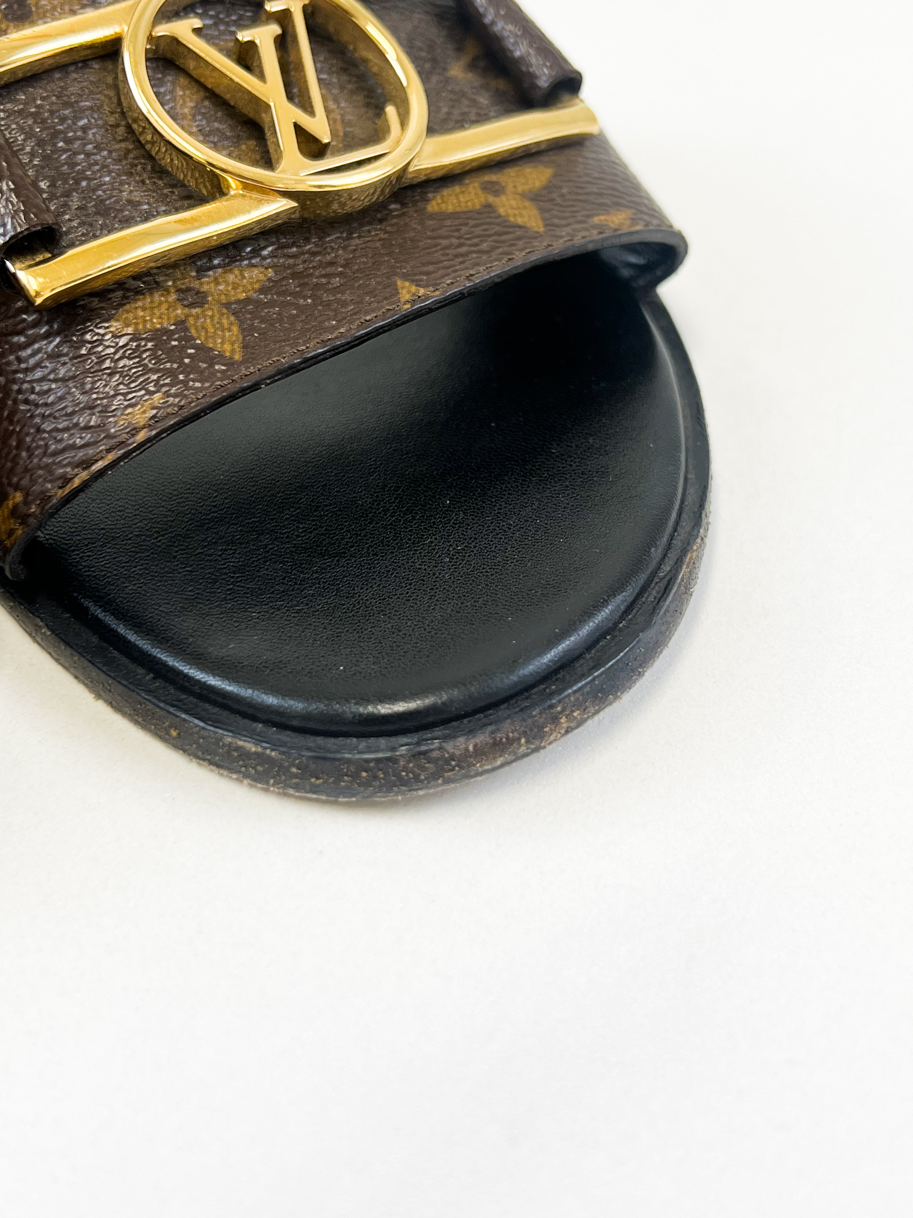 Louis Vuitton Monogram Lock It Flat Slides Size 40